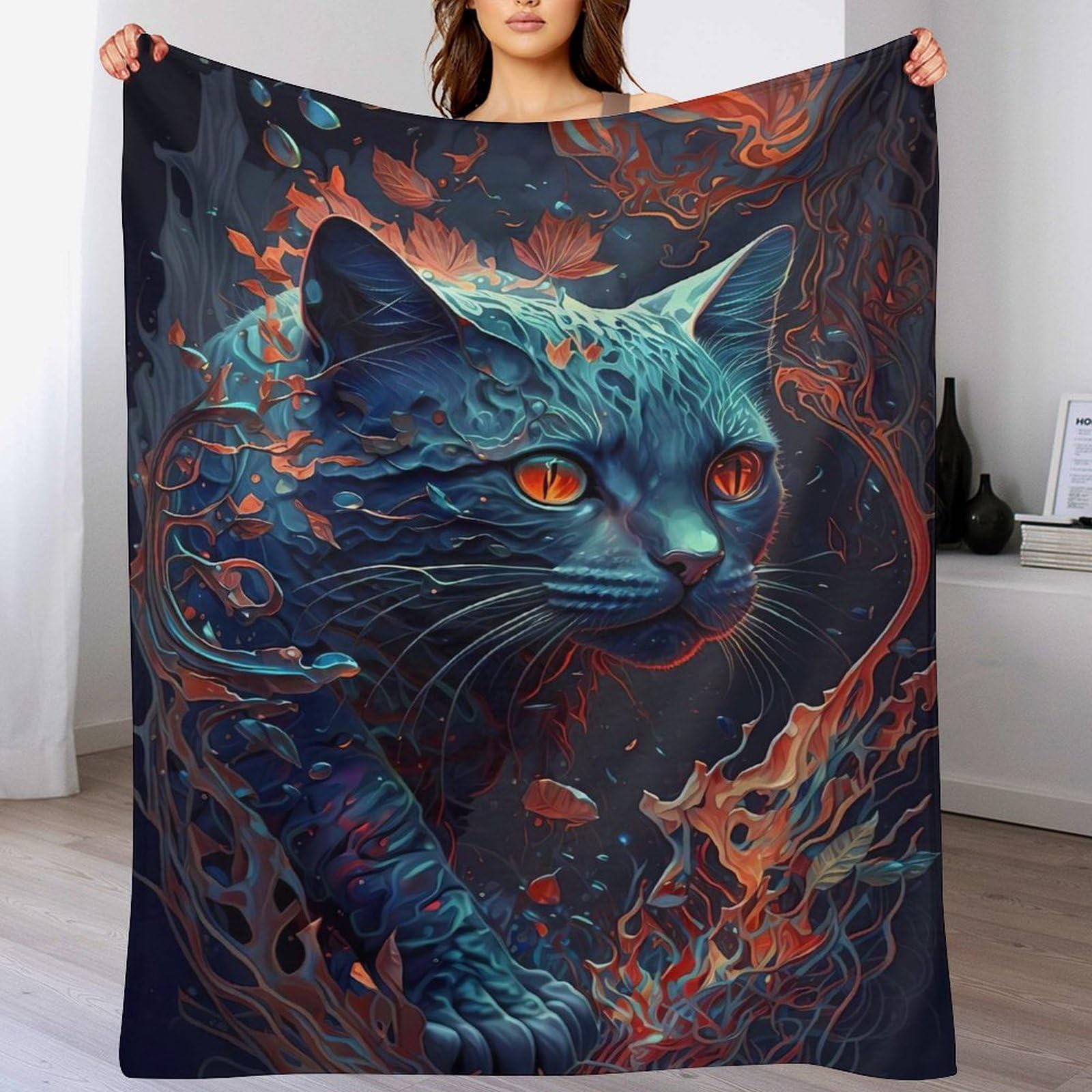 Coultre-lit motif chat 3D en flannel, l'idée cadeau parfaite pour les passionnés de félins