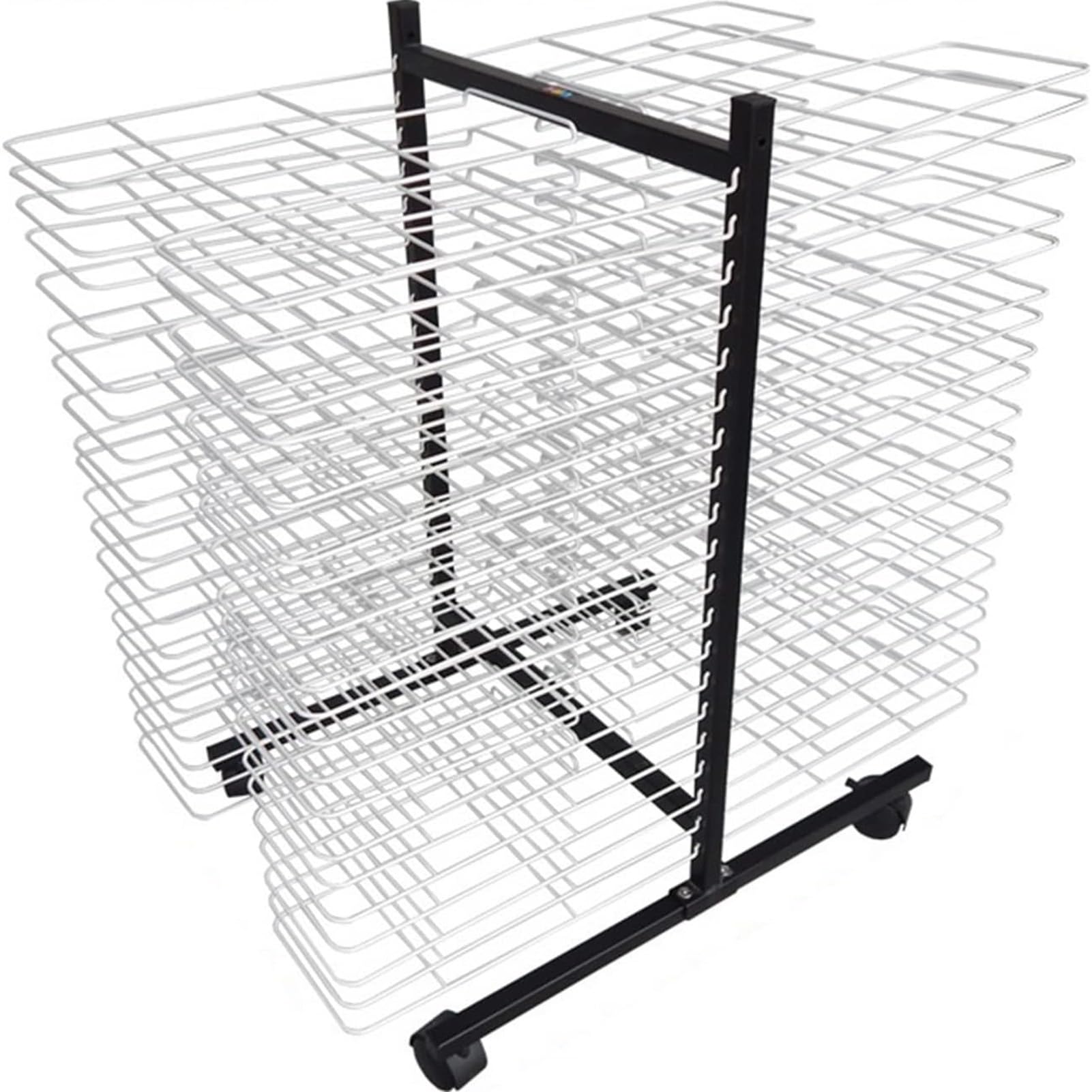 Aioneer Art Drying Rack, Mobile Paint Drying Rack Double-Sided 40 Shelves Metal Artwork Storage Display Rack Canvas Stack Rack With Wheels For Schools, Art Studios