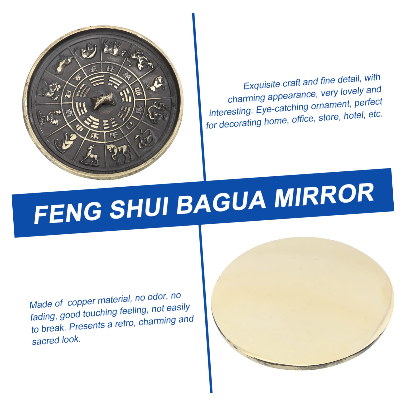 ABOOFAN Lot De 3 Miroirs Bagua Chinois Feng Shui Ornements Décoratifs pour La Maison Design Chic Multifonctionnels pour Les Occasions Spéciales