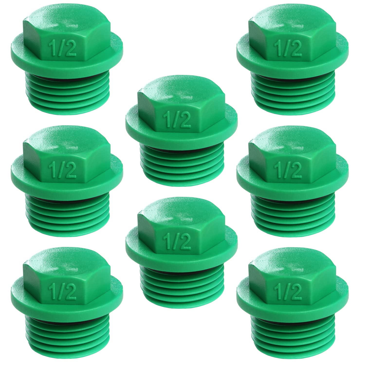 AMOSTBY 1/2" PT Male Thread PPR Pipe Fitting End Caps Connector Plug (Pack of 8)