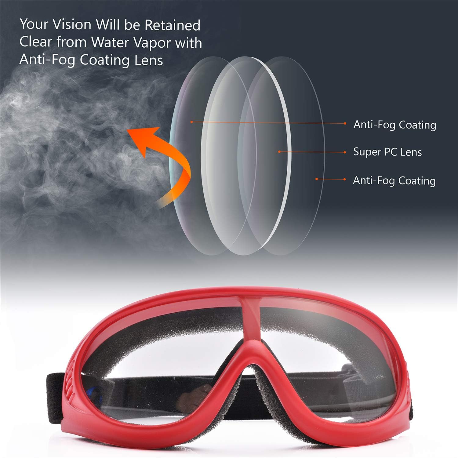 HONGCI 2 Pack Safety Goggles, Anti-Fog And UV Protection Clear Glasses,Safety Protection Goggles,Safety Glasses For Kids Nerf Guns Construction DIY, Lab Welding Chemistry Personal Use Black 2 - View #4