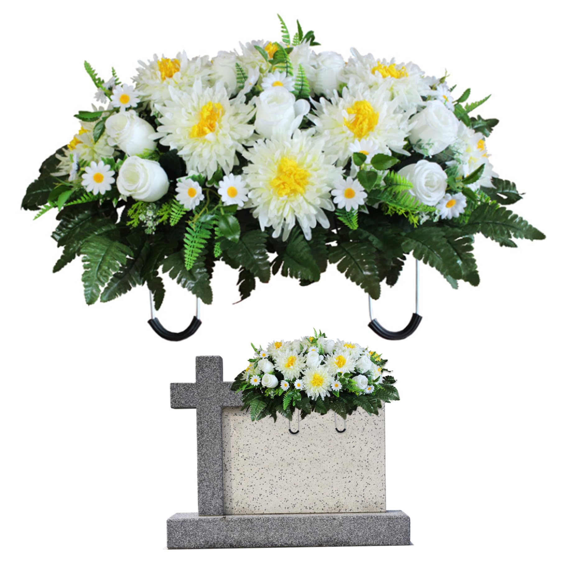 Fleurs de pierre tombale avec selle résistante au soleil pour décoration de cimetière