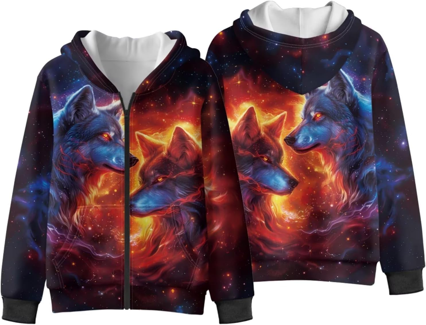 AFPANQZ Boys Zip Up Hoodie, Full Zip Plush Lined Sweatshirt with Big Hood, Comfortable Fit Fall Jacket with Pockets