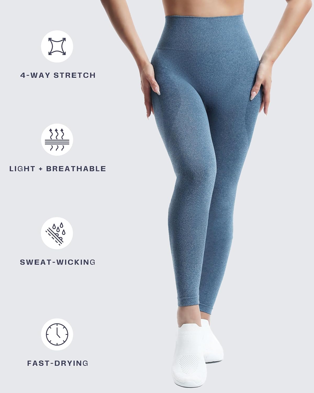 Aoxjox Workout Seamless Leggings for Women Smile Contour High Waisted Athletic Yoga Pants Tights 26" - Image 4