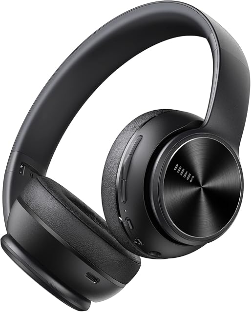DOQAUS Bluetooth Headphones On Ear, Bluetooth 5.3 Wireless Headphones, 3 EQ Mode, 40H Playtime,Hifi Stereo Headphones Wireless with Microphone,Premium Sound,Foldable Headset for Phone/PC/Tablet(Black)