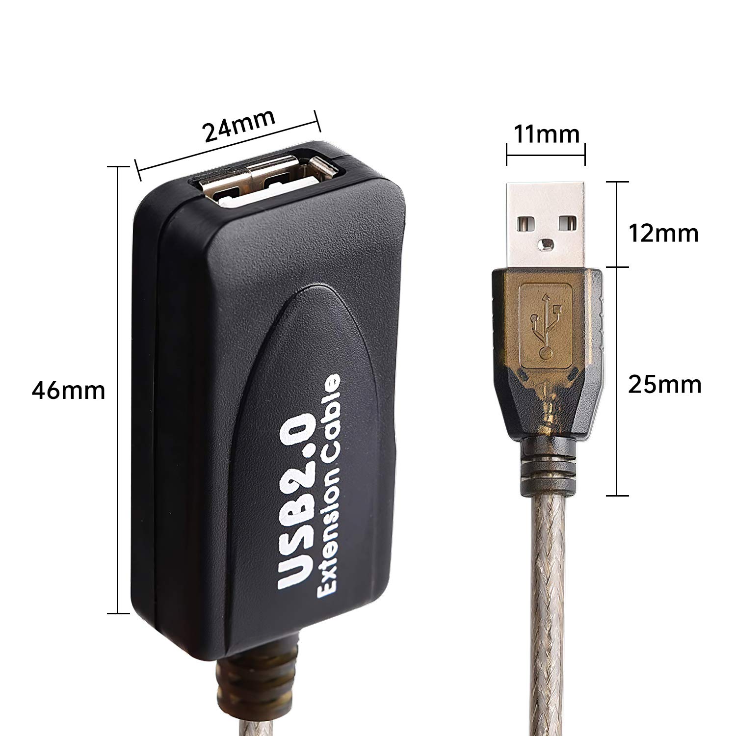 USB 2.0 Typ A Stecker auf A Buchse Active Repeater USB Kabel Verlängerungskabel 18,3 m, High Speed 480 Mbps