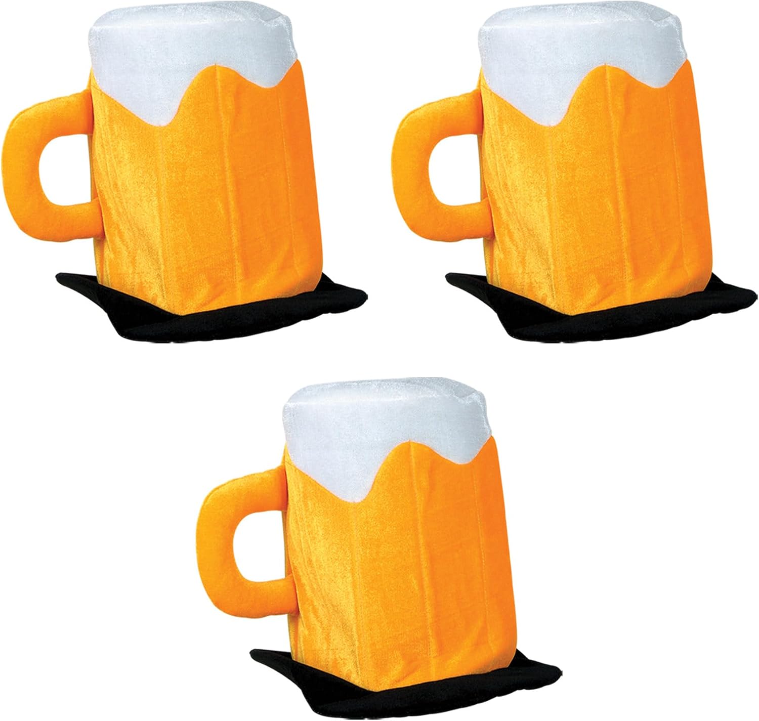 Beistle 3 Piece Plush Fabric Beer Mug Hats For Oktoberfest Theme Happy St. Patrick's Day Party Costume Accessories, Celebrating With You Since 1900, Yellow/White/Black