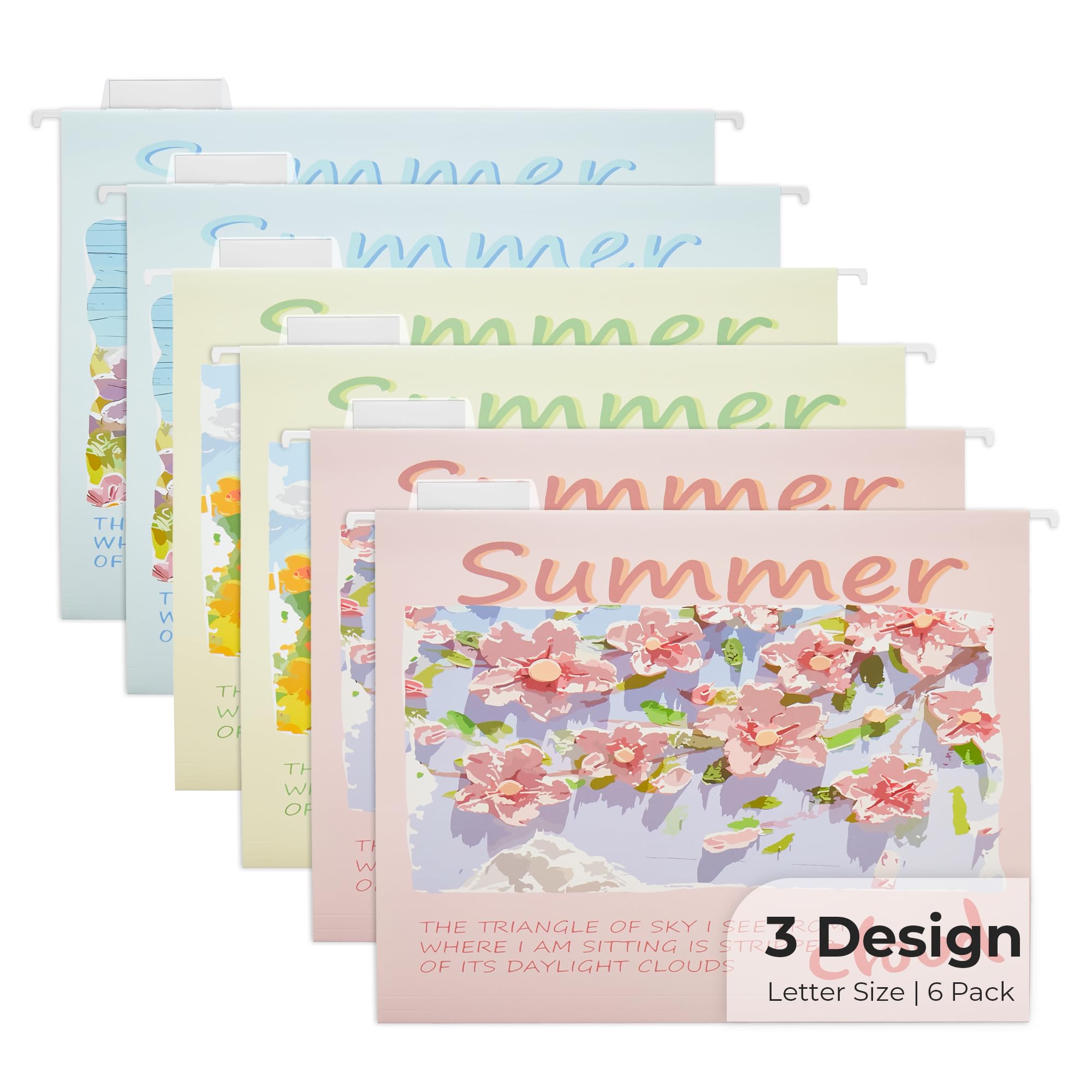 Y YOMA 6 Pack Decorative Hanging File Folders Letter Size for Children Cute Hanging Folder File Folder Organizer for Filing Cabinet Office Home with 1