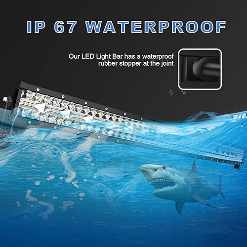 Miniatura 3 de Barra de luz LED T-Former de 52 pulgadas, curvada de 1122 W, triple fila de inundación, haz combinado de luz de conducción todoterreno, 2 luces LED