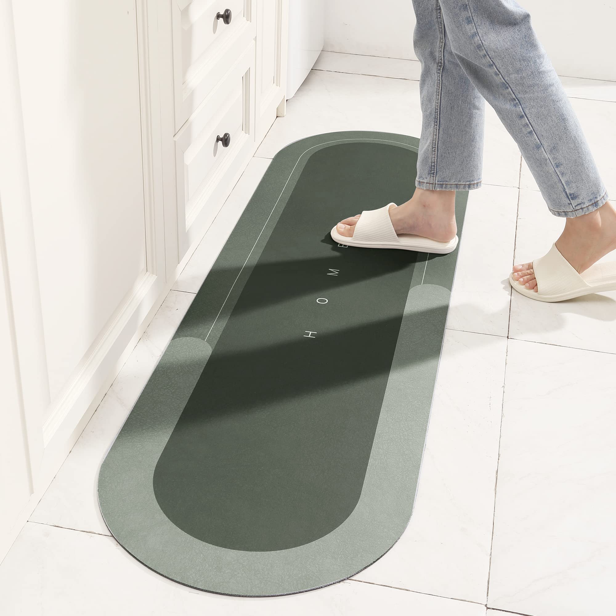 TOKLYUIE Super Absorbent Bath Mat Non Slip Anti Mould Quick-Drying Bathroom Mat Simple Kitchen Door Mat Machine Washable Large Living Room Carpet(45 x 150 cm