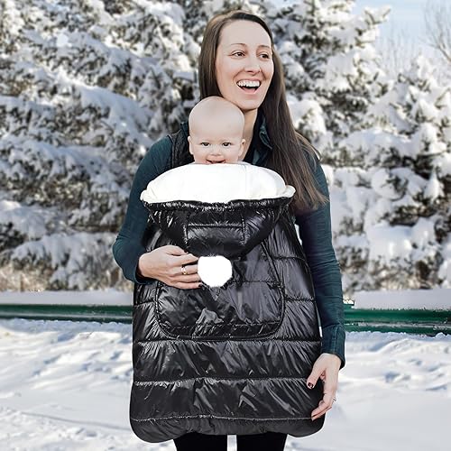 Miniatura 6 de Orzbow Funda para portabebés de invierno con capucha desmontable, impermeable y resistente al viento, universal para portabebés y taburete de