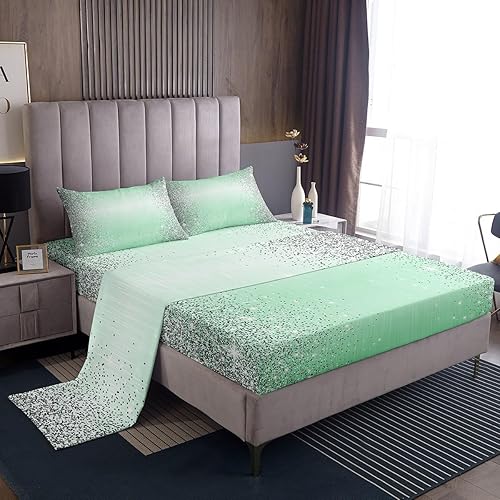 Miniatura 8 de Juego de sábanas con estampado de purpurina tamaño matrimonial, juego de ropa de cama rosa a la moda para decoración de habitación de niños y niñas,