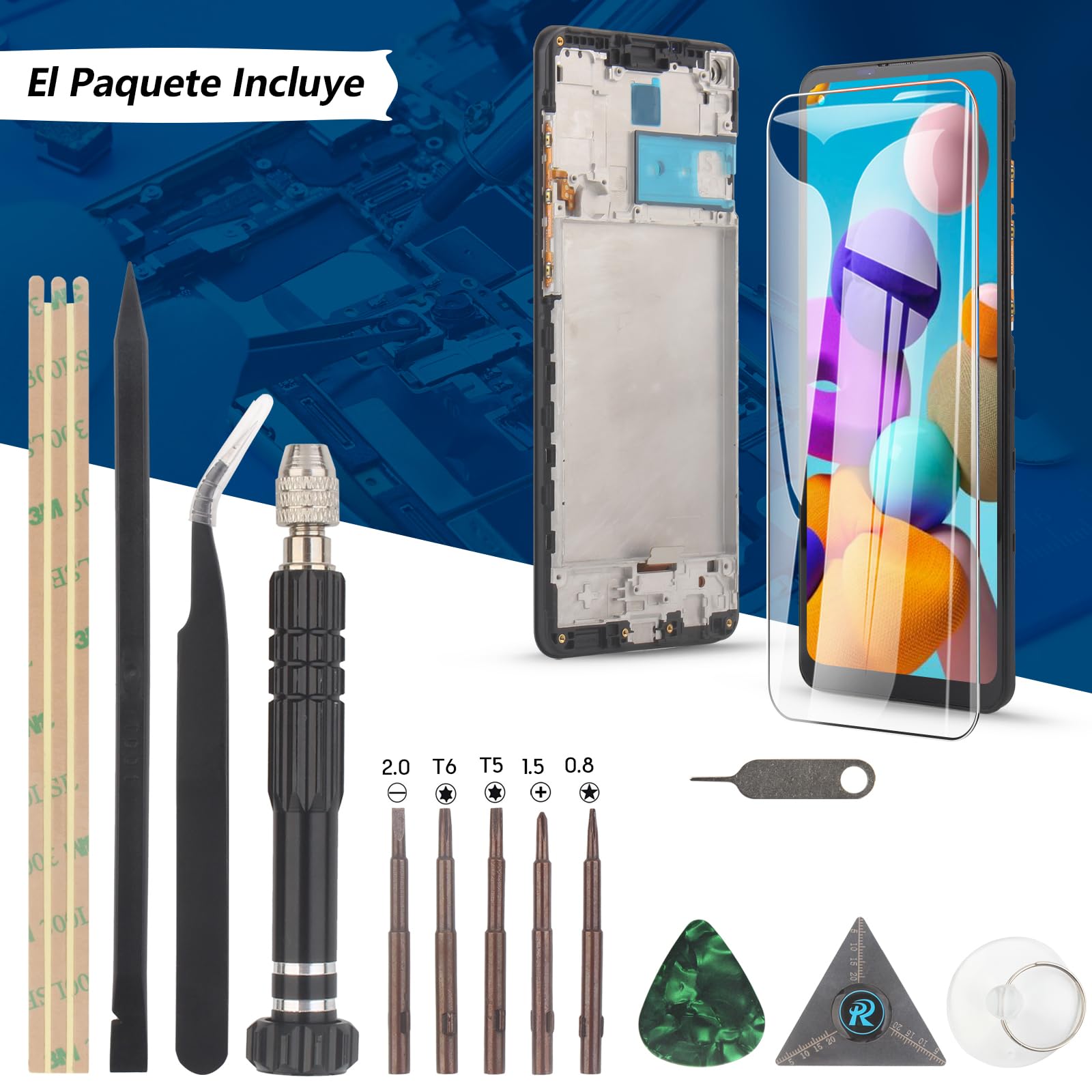 RongZy Pantalla para Samsung Galaxy A21S Táctil LCD de Repuesto Ensamblaje Digitalizador Reemplazo para Samsung Galaxy A21S A217 con Herramientas de Reparación(Negro)