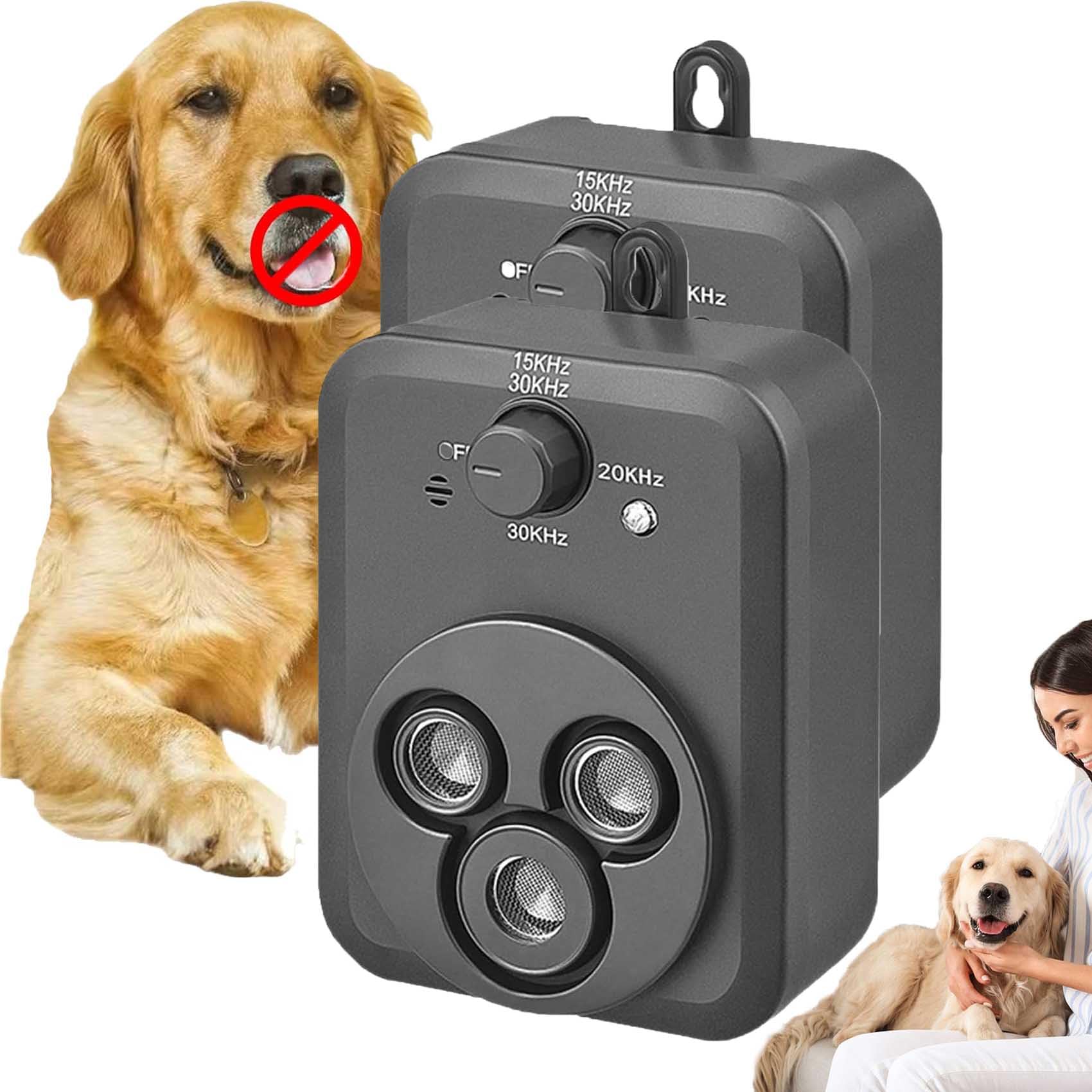 Panruia Anti Bark Device, Intelligent Voice Control, 25000-40000 Hz Three-Speed Frequency, Strobe Mode, 10m Coverage, For Training To Improve Bad Behavior (2)