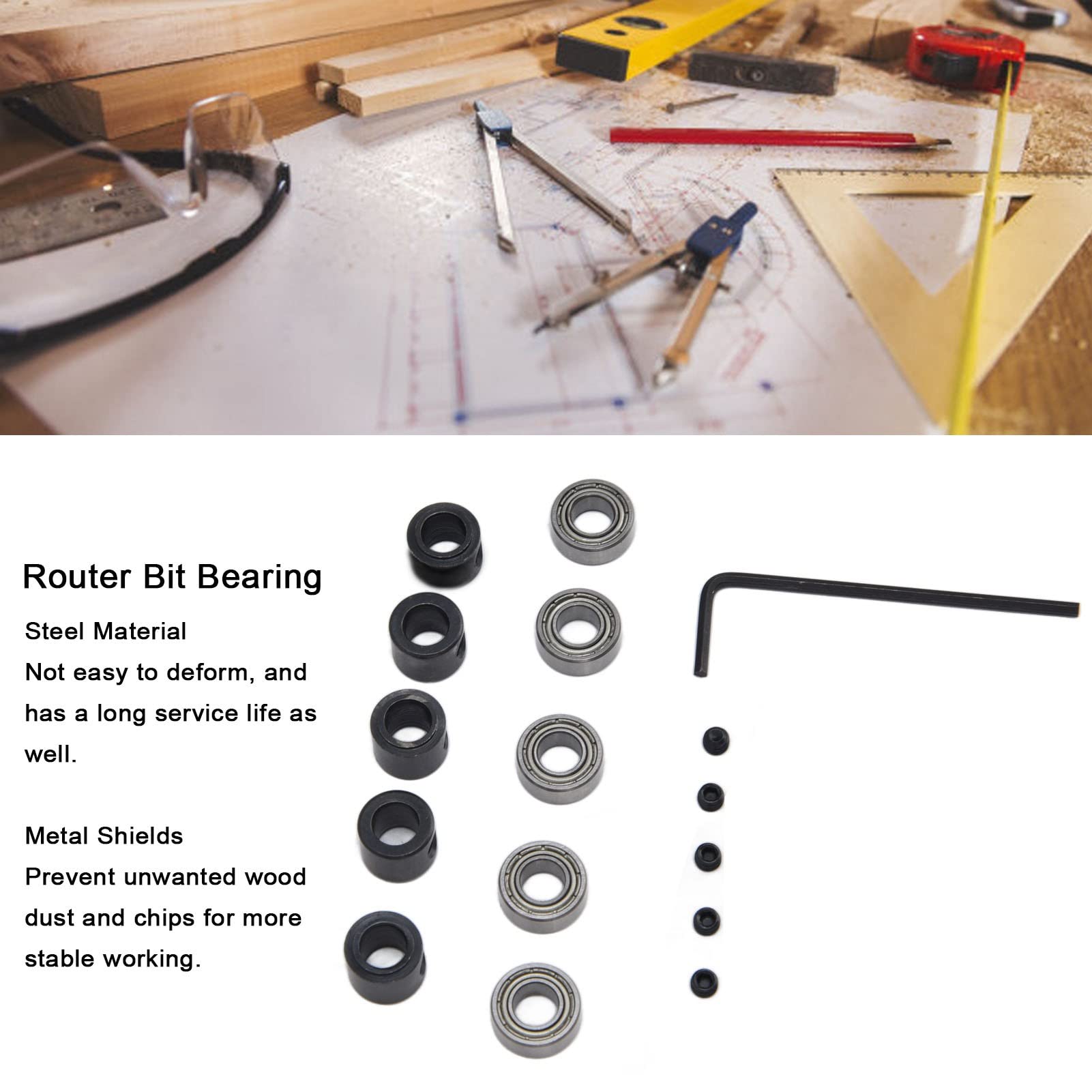 Kit 10 Cuscinetti Per Fresa, Diametro Esterno 9,52/12,7 Mm, Interno 4,96 Mm - Per Riparazione E Sostituzione Cuscinetti Fresatrici