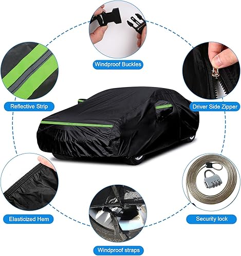 Miniatura 12 de Funda impermeable de repuesto para Cadillac DeVille Sedan Coupe 1989-2005, 210T, para todo tipo de clima, con puerta con cremallera, para nieve