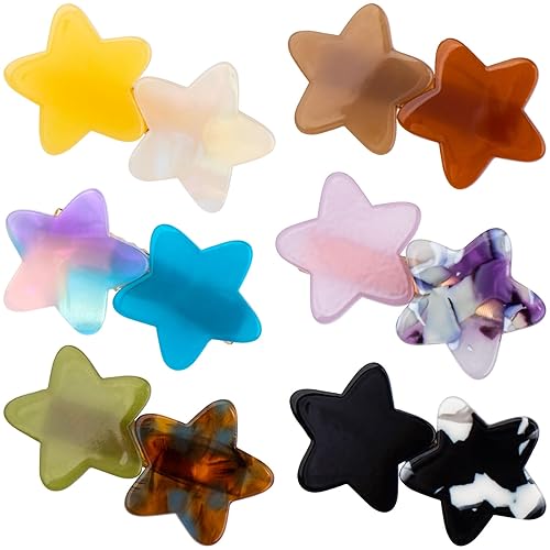 6 pasadores pequeños de 1.57 pulgadas para el cabello, mini pinzas de resina con pico de pato antideslizantes, horquillas de acetato de celulosa,