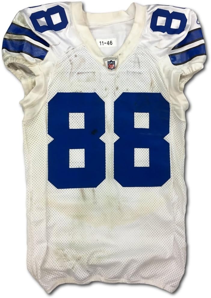 Cowboys Dez Bryant Game Worn White Reebok Road Jersey 12/4/2011 Photo Matched