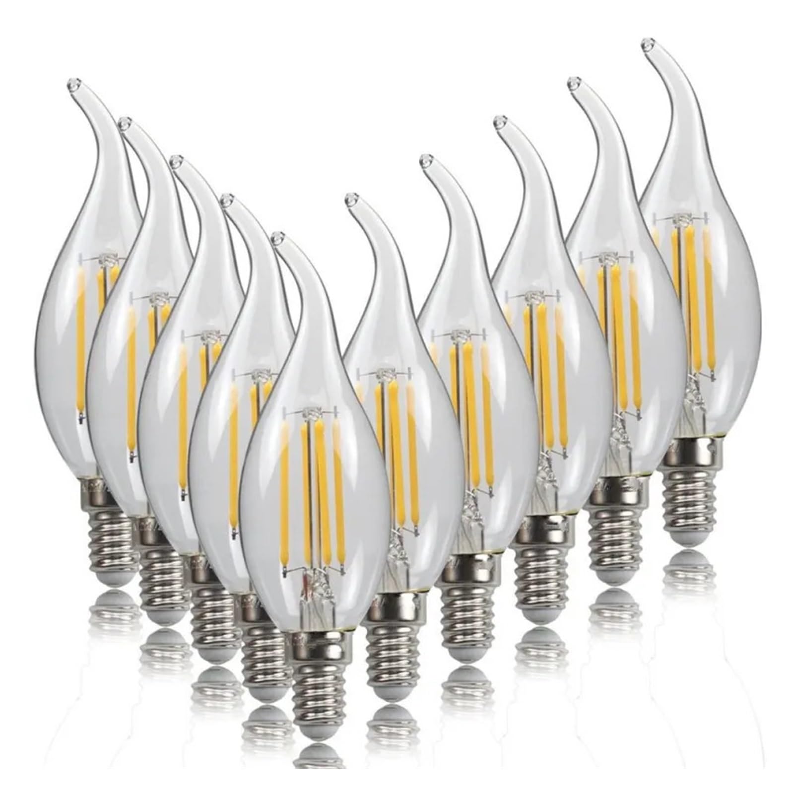 BaydOg Ampoule LED E14 AC220/240V 4W 6W, bougie à Filament C35 L35 Edison, ampoule rétro Antique Style Vintage, blanc froid, blanc chaud, 10 pièces (Color : Cold White, Size : C35_6W)