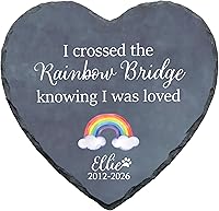Vista 7 de Piedra conmemorativa personalizada para perro, placa con estampado de pata de corazón de No Longer by Our Lide, regalo de pérdida de mascotas