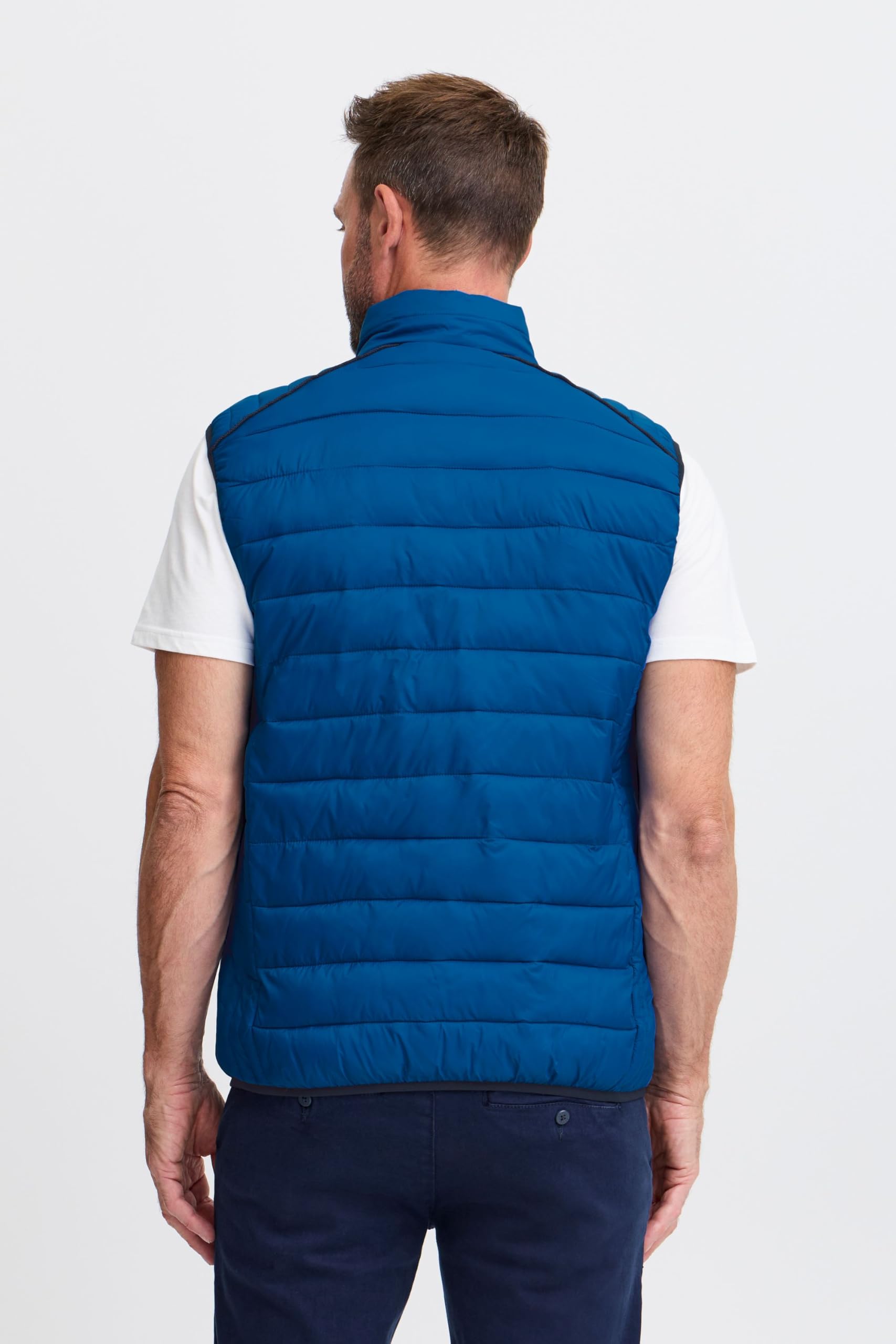 FQVinncent Gilet da uomo imbottito da esterno con tasche con cerniera, tasca sul petto, dettagli etichette, vestibilità regolare