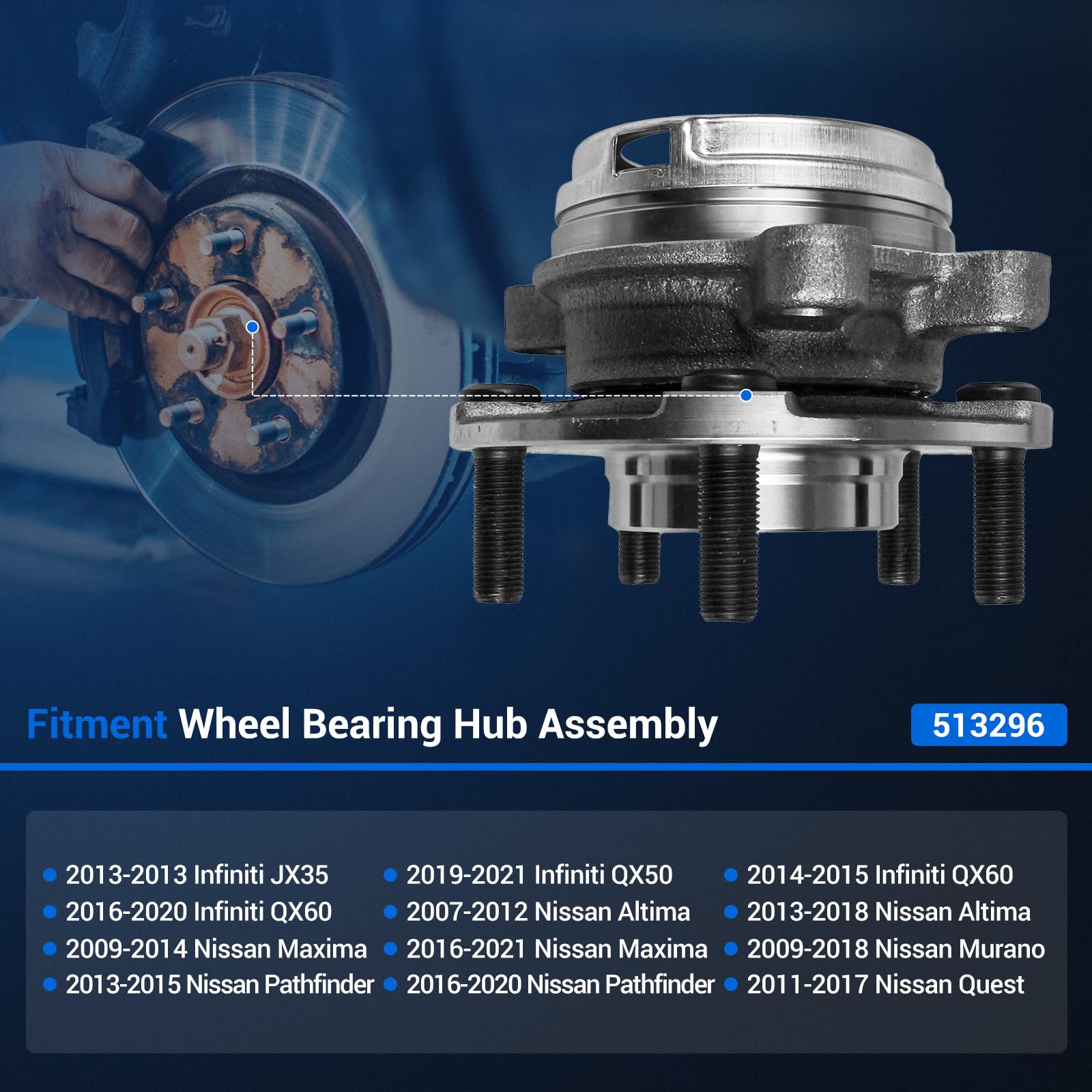 Amazon.com: Autoround 513296 Front Wheel Hub and Bearing Assembly