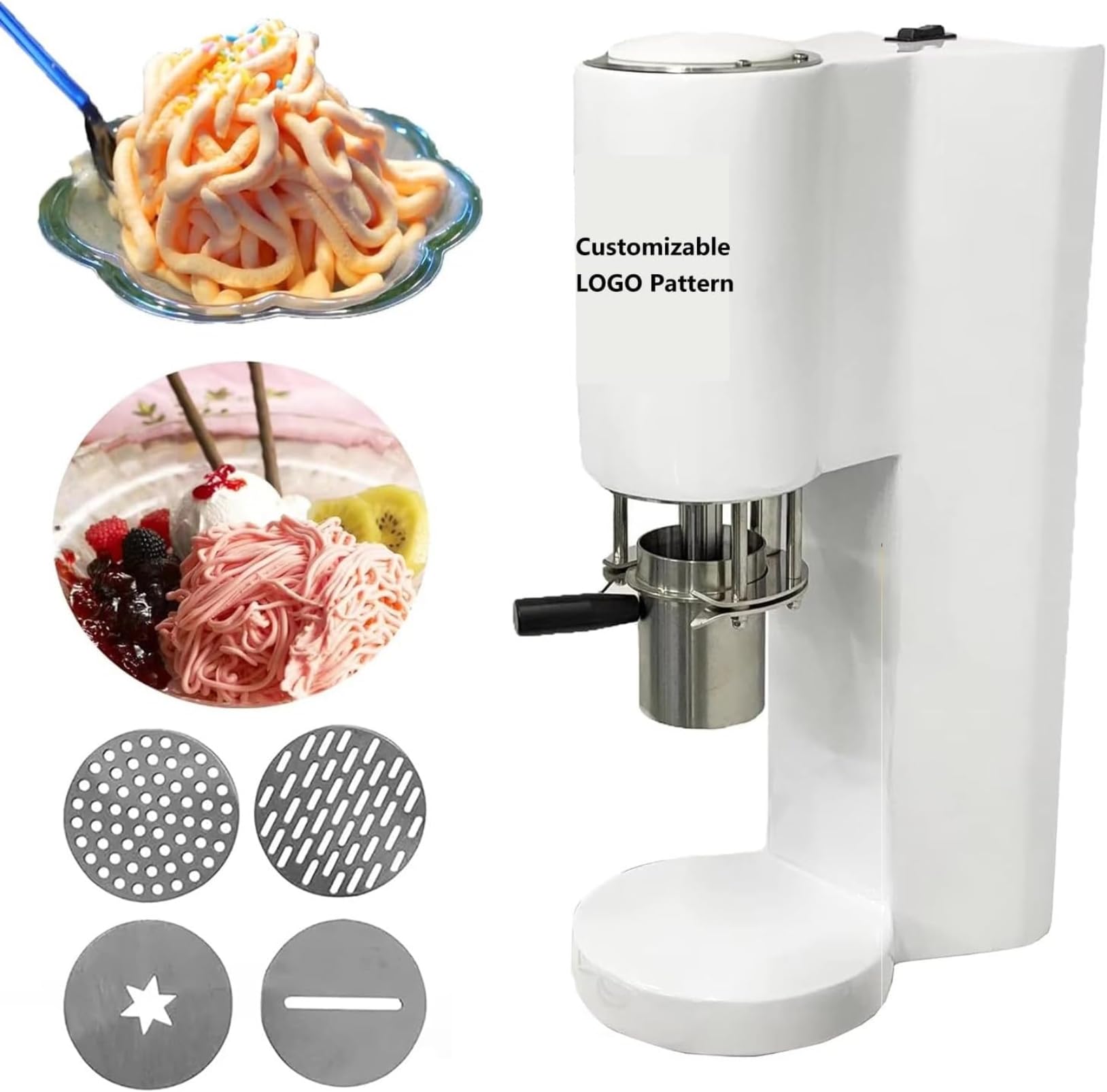 Nouvelle Machine à Glace à Spaghetti Italienne pour Commercial/Maison, Machine à Glace Polyvalente 4-en-1 avec 4 moules, capacité 420 ML, pour Gelato & amp; Boutiques de Desserts
