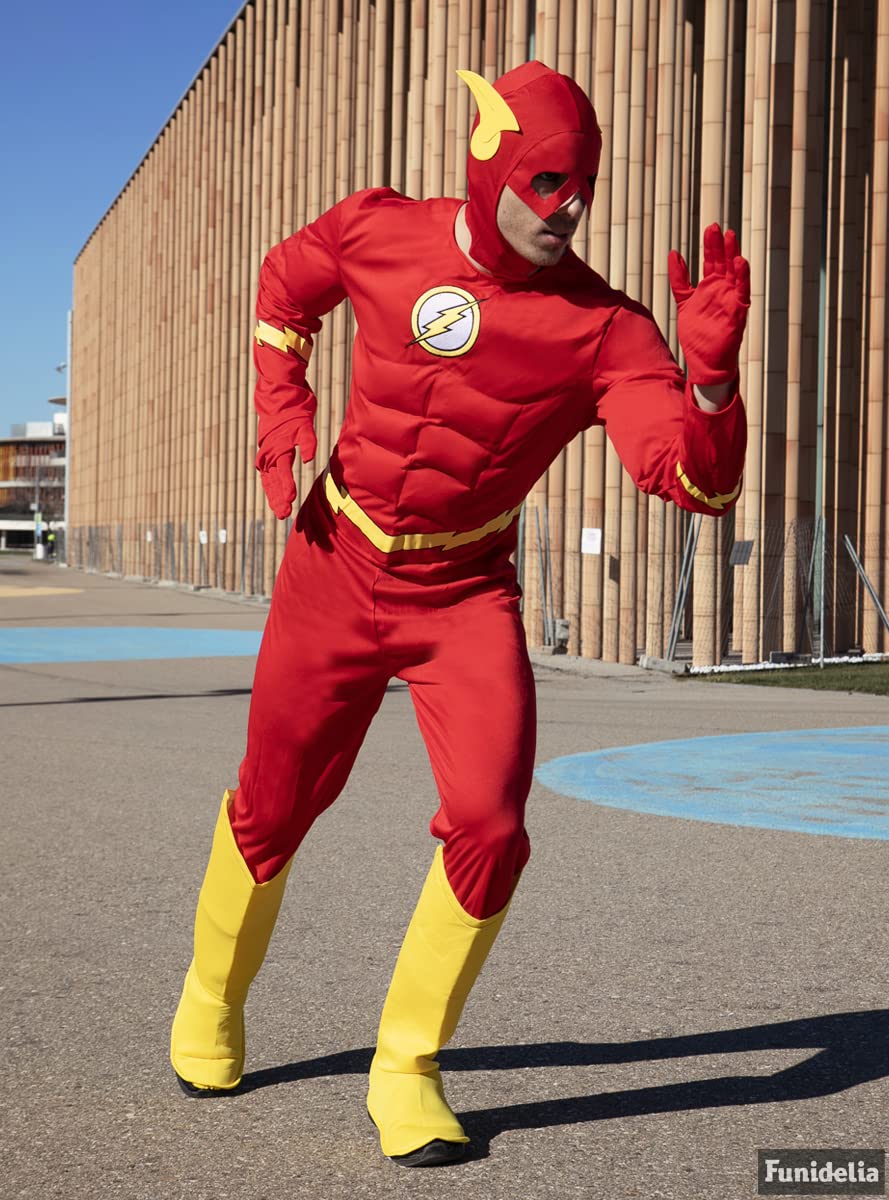 Funidelia | Kostium Flash Męskie Superbohaterowie DC Comics Liga Sprawiedliwości - Strój dla dorosłych i zabawne akcesoria na imprezy karnawał i Halloween - Czerwony