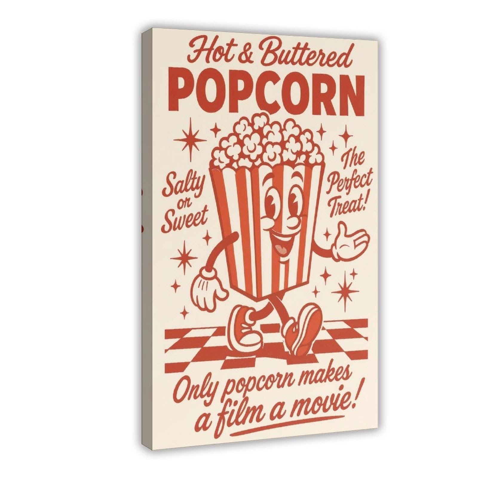 LXWNZE Hot & Buttered Popcorn, Vintage Poster（39） Canvas Poster Bedroom Decor Landscape Office Room Decor Gift 8" L X 12" W