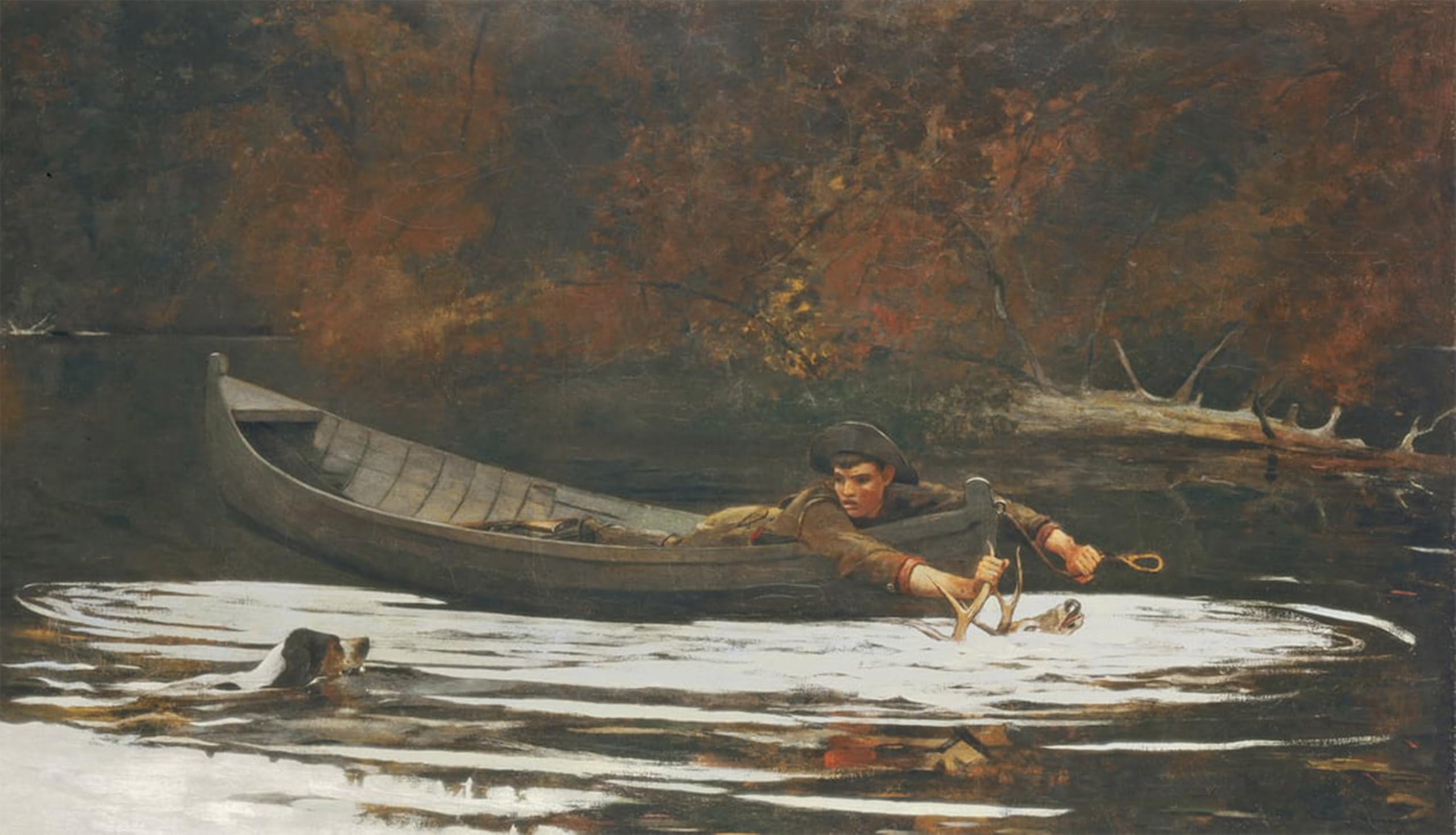 POSTERIIk Famous Modern Artwork Art Mural Hound and Hunter by Winslow Homer Oil Paintings Pictures for Home Decor 60x90cm