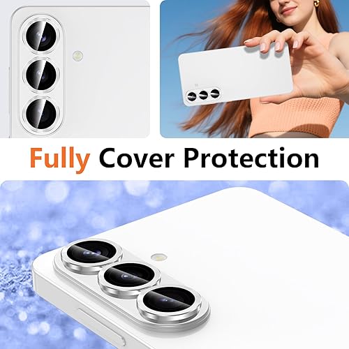 Vista 371 de para Samsung Galaxy Z Flip 7 Protector de Lente de Cámara, Cubierta de Lente de Vidrio Templado con Anillo de Metal Individual, [Fuerte Adhesión] 1