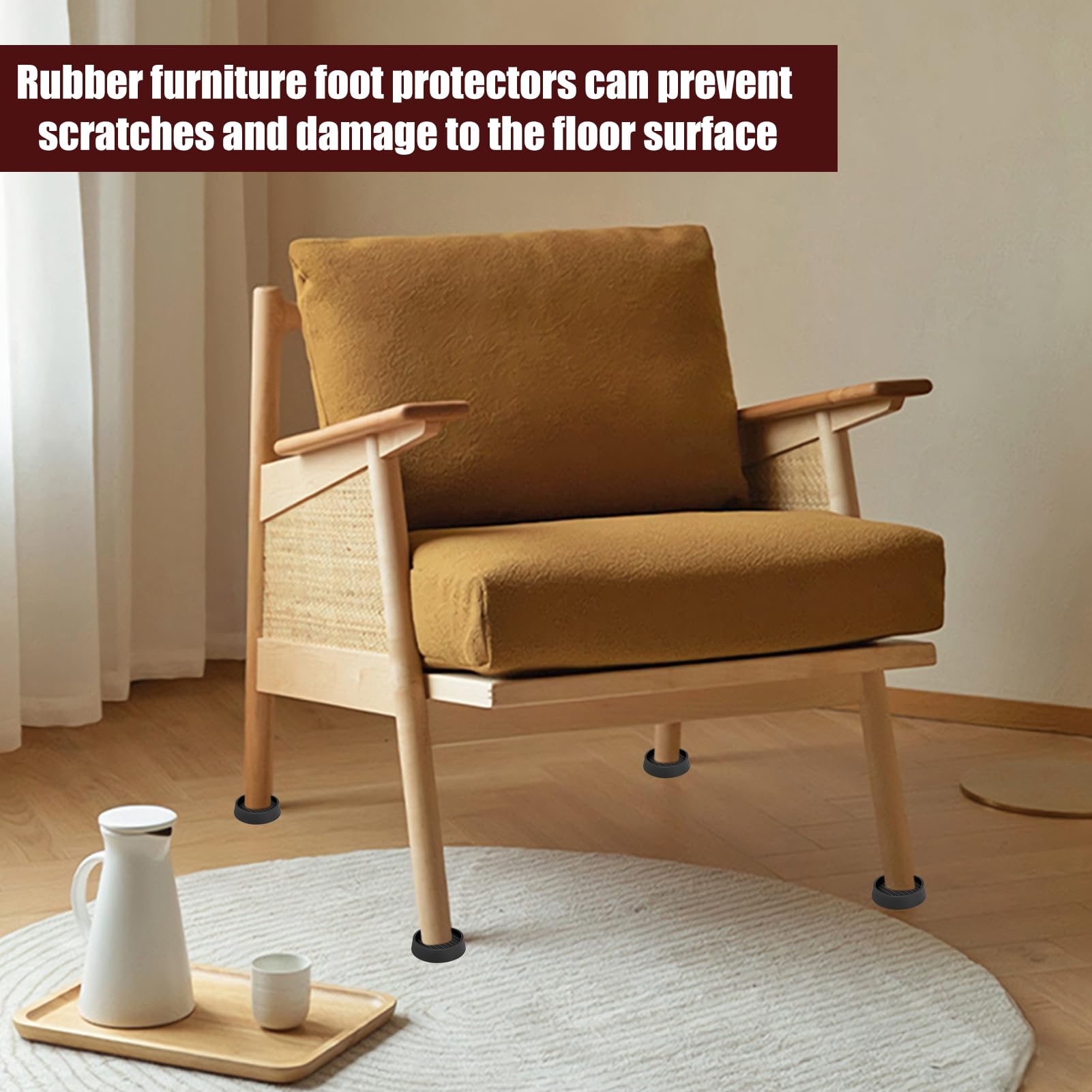 4 Pcs Furniture Rubber Castor Cups - Image 3