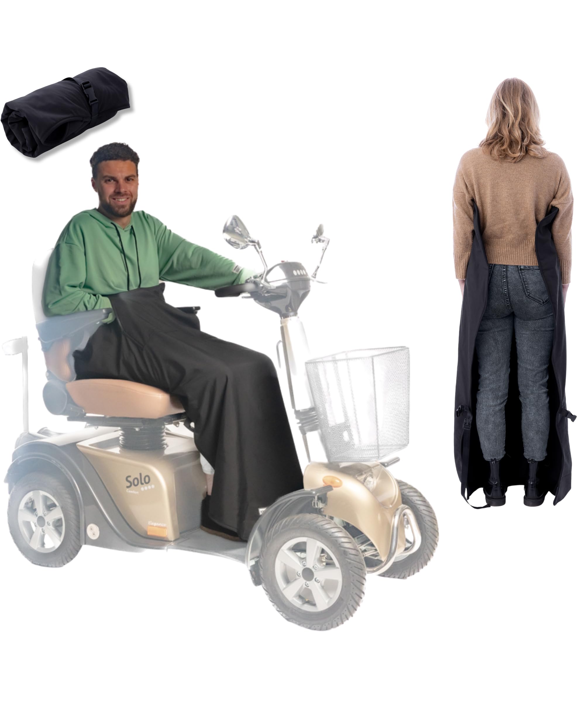 Seniorenmobil Decke - Roller Decke Beinschutz - Rollerdecke Beinschutz Winter - Motorroller Zubehör - Fußsack - Unten Offen - Schwarz - Large