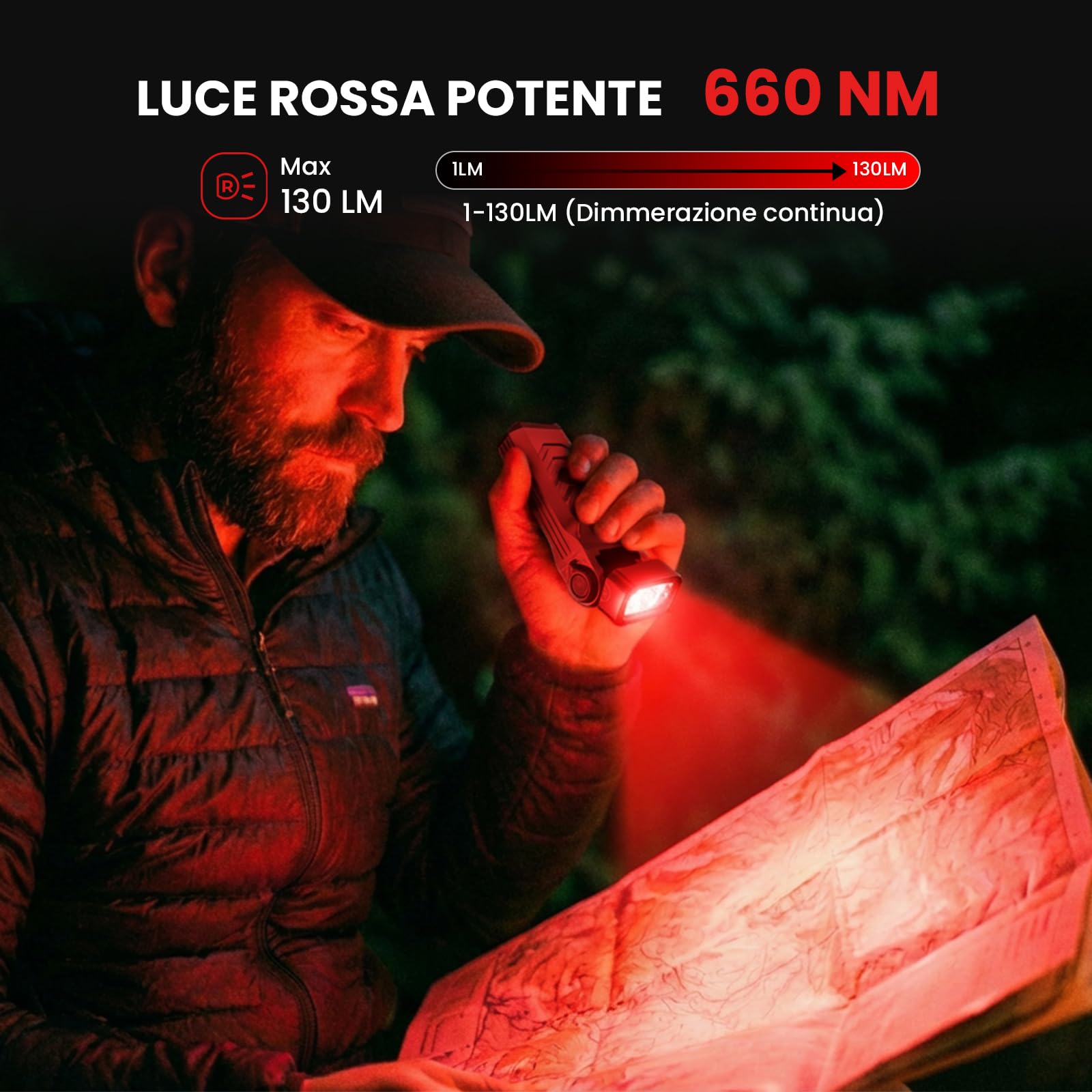 Sofirn ST2 EDC 3000LM LED torcia 3 in 1 luce bianca + 660 nm luce rossa + luce nera UV 365 nm ricaricabile USB-C, magnetica con clip, IPX6 per lavoro, officina, esterno