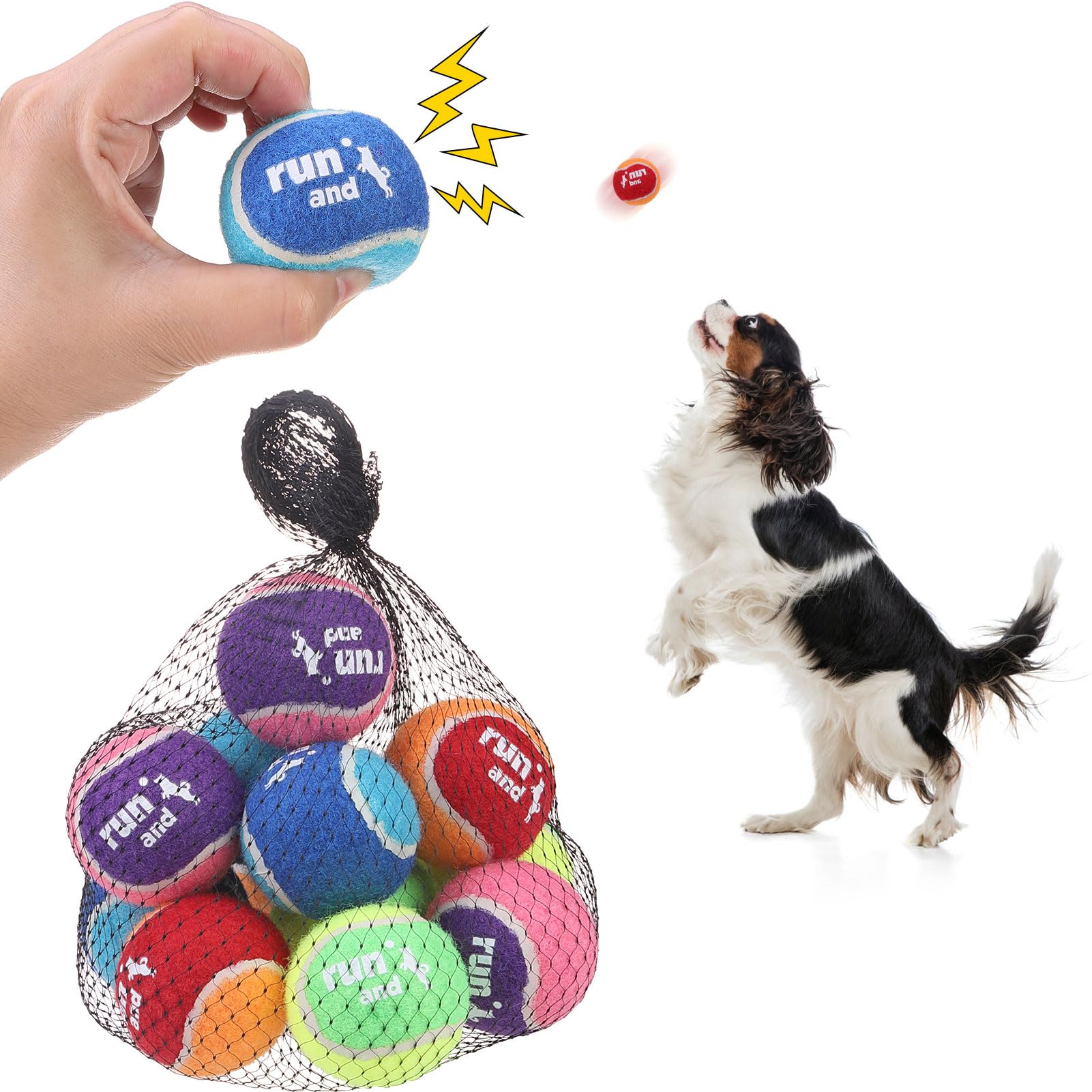 SCENEREAL Squeaky Tennis Balls for Dogs 2 inch 12 Pack Bouncy Puppy Fetch Ball Toys for Small Medium