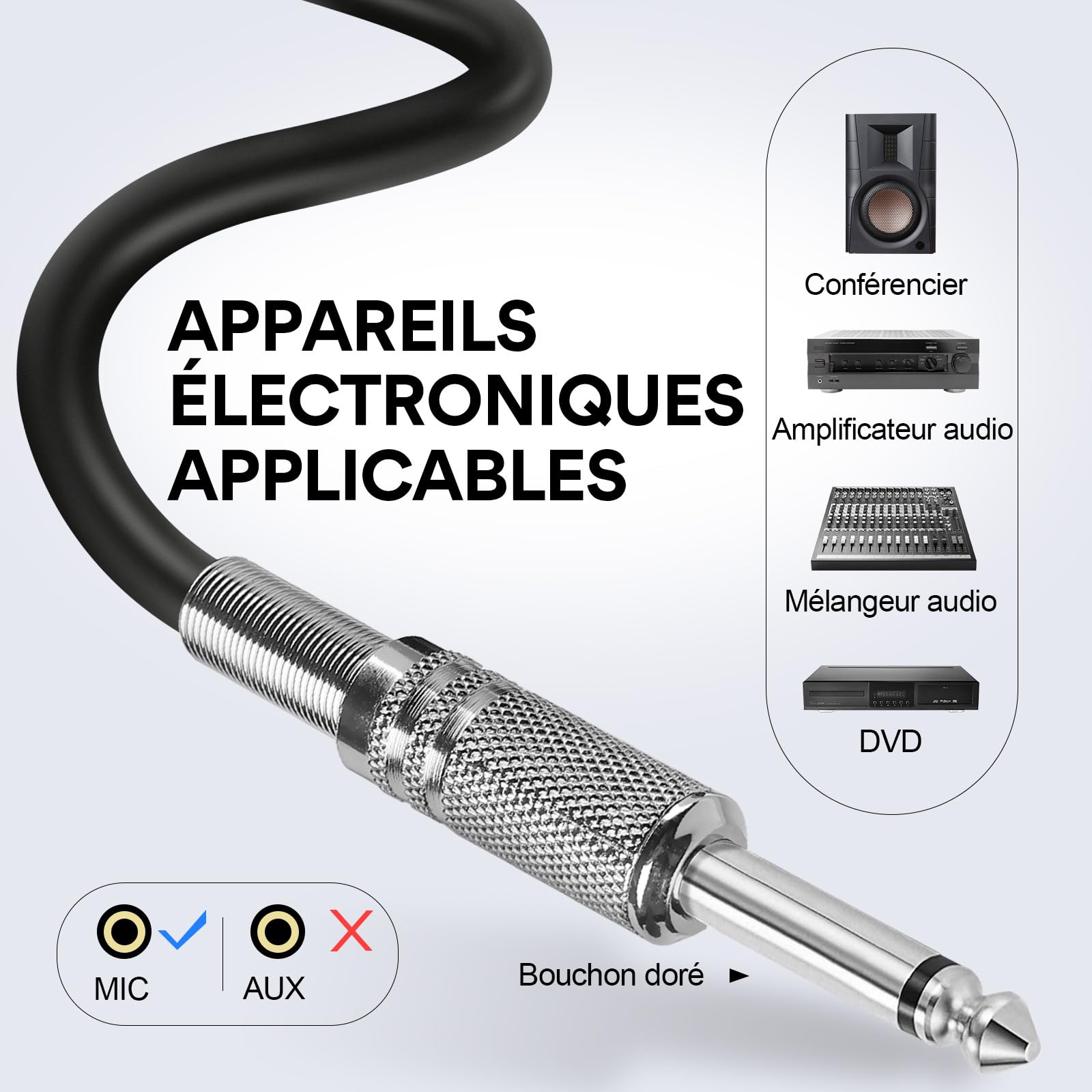 OneOdio Microphone Dynamique Professionnel avec Clip ON55, Câble XLR Filaire de 5 Mètres Durable, Boîtier 100% Métal pour Mariage/Band/Streaming/KTV/Podcast（Gris Argent）