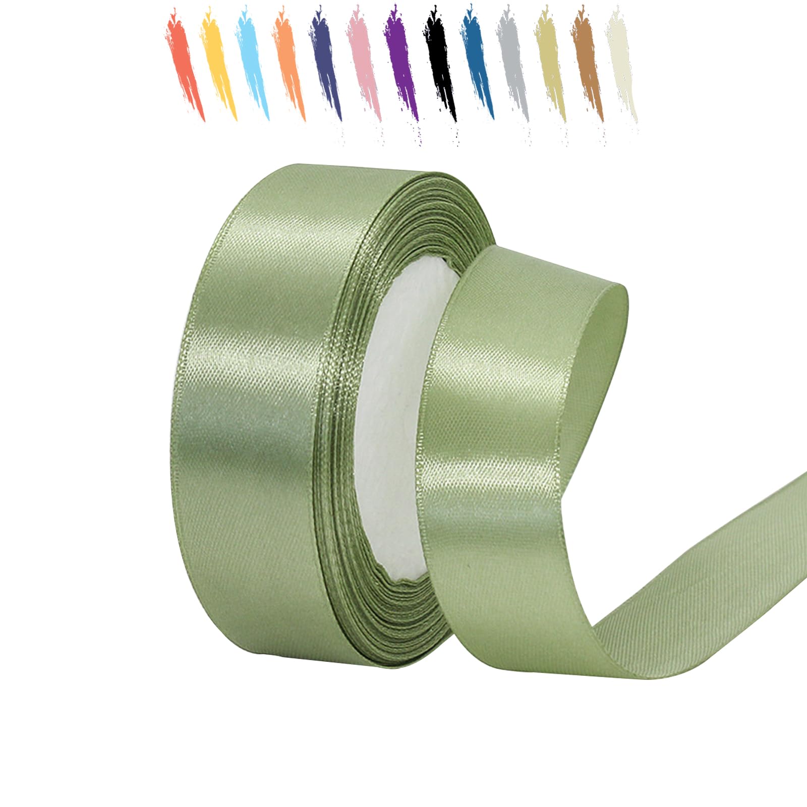 ACHAT RUBAN SATIN Vert Anis à Pois, Ruban Large 25 Mm X 25 Mètres