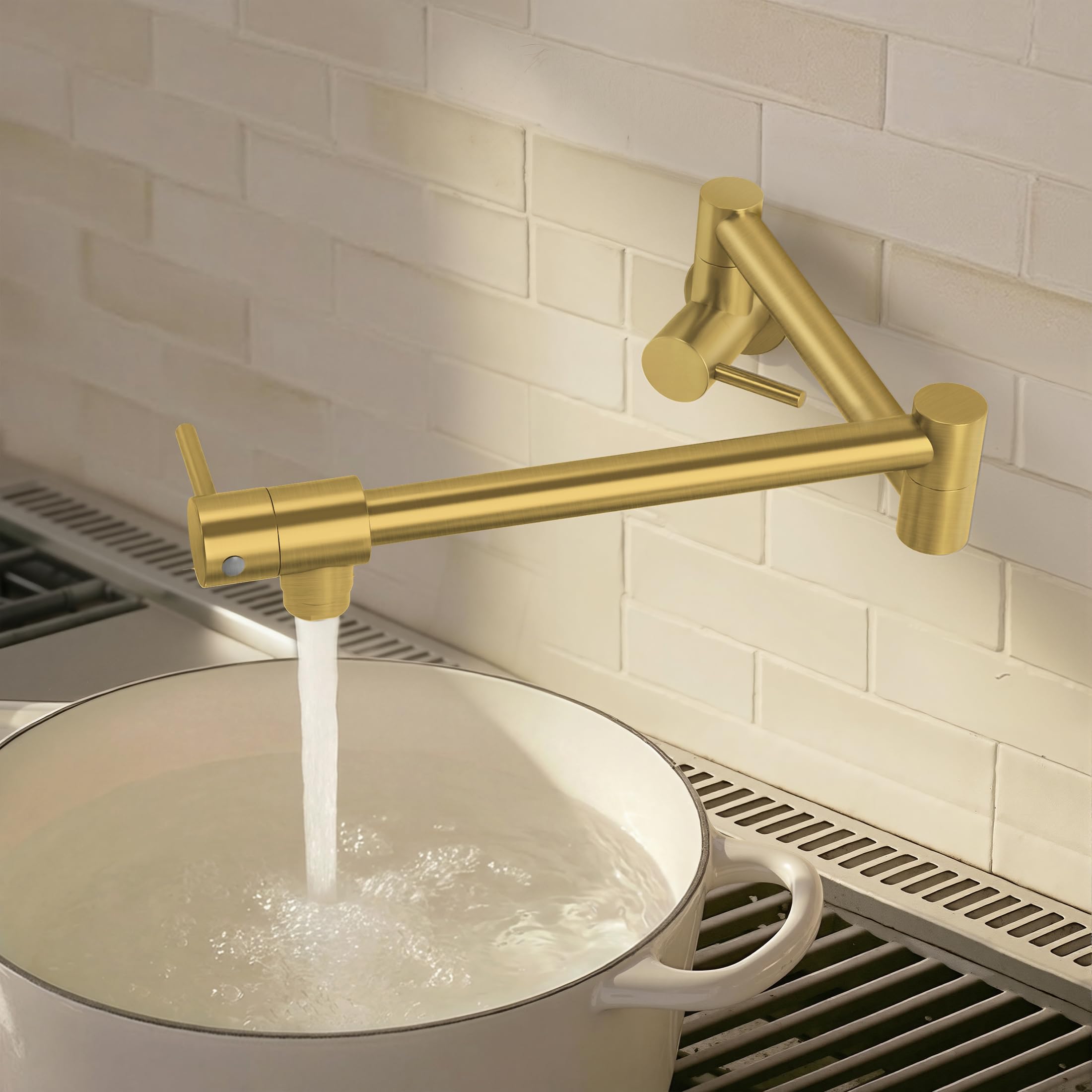 KES Kitchen Gold Pot Filler Folding Faucet Brass Double Joint