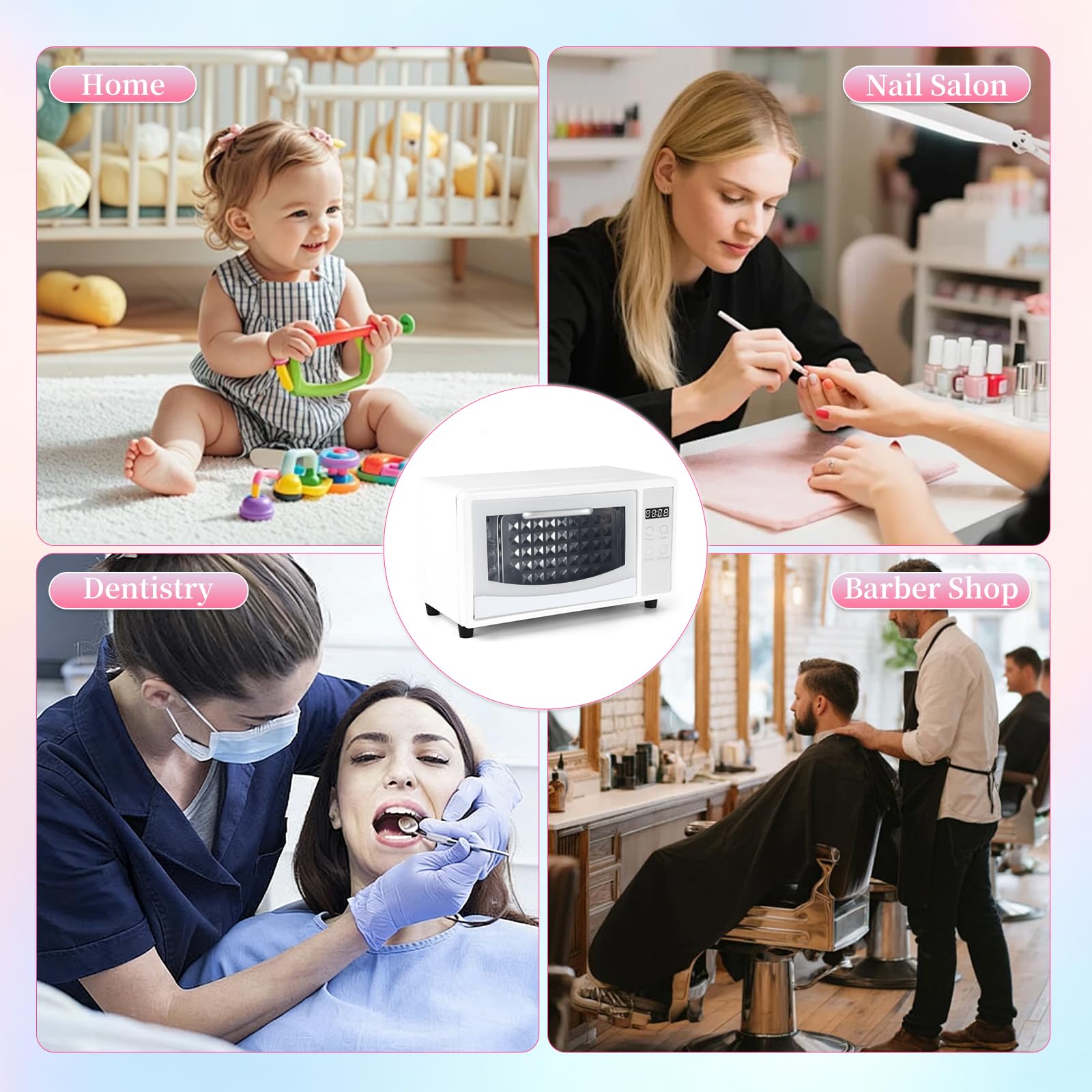 Esterilizador de herramientas de uñas, esterilizador grande de doble capa de 10 L para herramientas de uñas, gabinete limpiador de herramientas de manicura multifuncional con ajuste de