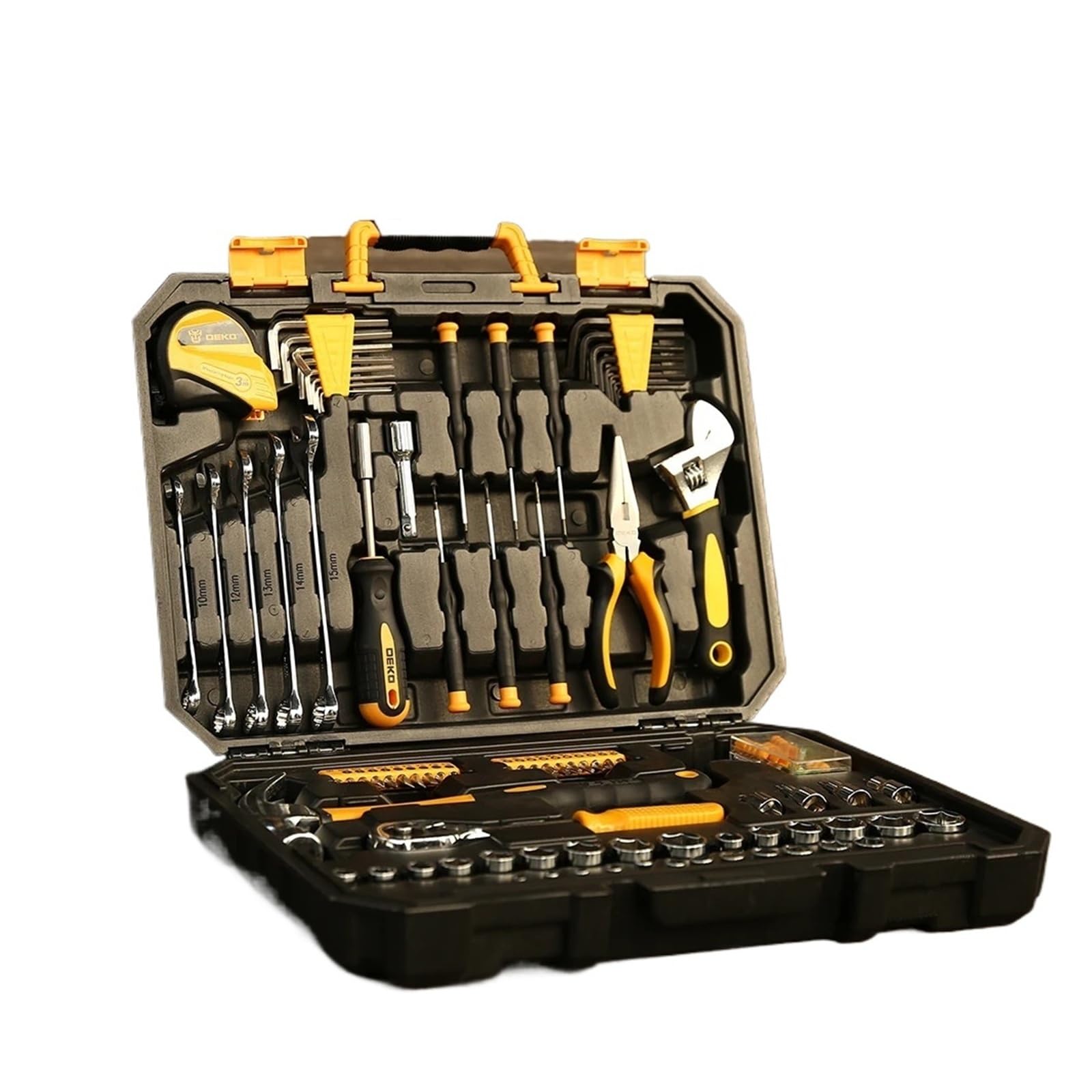 Set di strumenti fai-da-te for la casa Kit combinato di riparazione automatica Kit manuale con scatola di plastica, cacciavite, martello