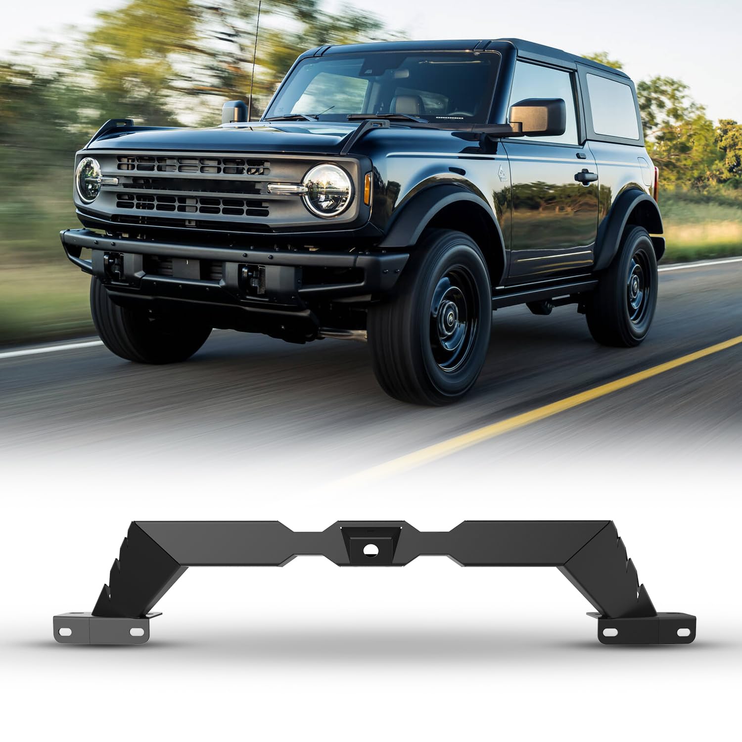 I1MOTOR Bull Bar for 202-2025 Ford Bronco (Not for Bronco Sport), Front Bull Bar with 22-Inch LED Light Brackets, Front View Camera Brackets, Black Textured Finish (3C)