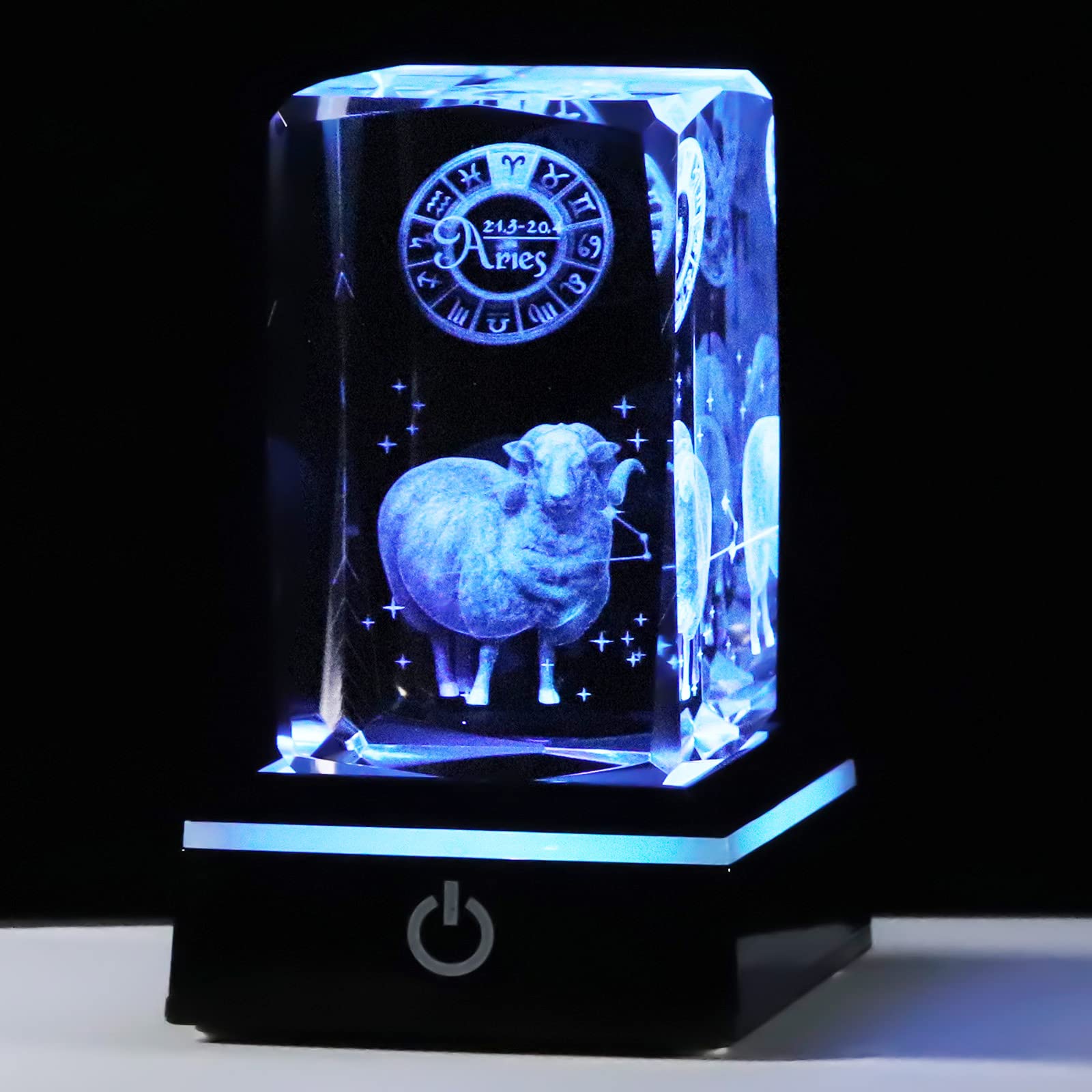 ♡ 3Dクリスタル 牡羊座 置物 LEDライト インテリア 星座 ガラス ❤️ 3Dクリスタル 牡羊座 置物 LEDライト インテリア 星座 ガラス
