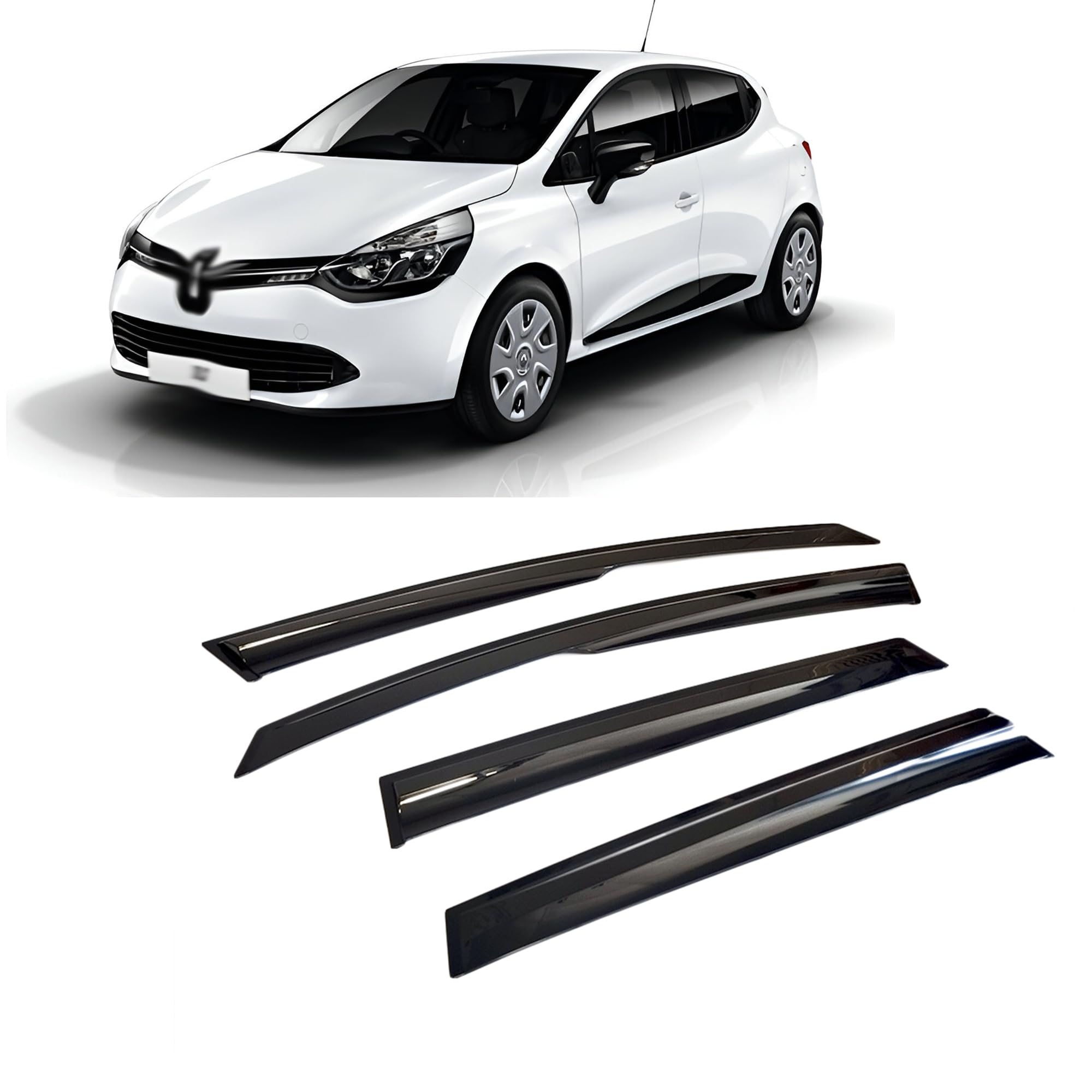 Deflectores de viento Deflectores de aire Deflectores de lluvia Deflectores de ventana lateral Compatibles con Renault Clio 4 2012-2019 Protección contra la lluvia para ventanas de coche