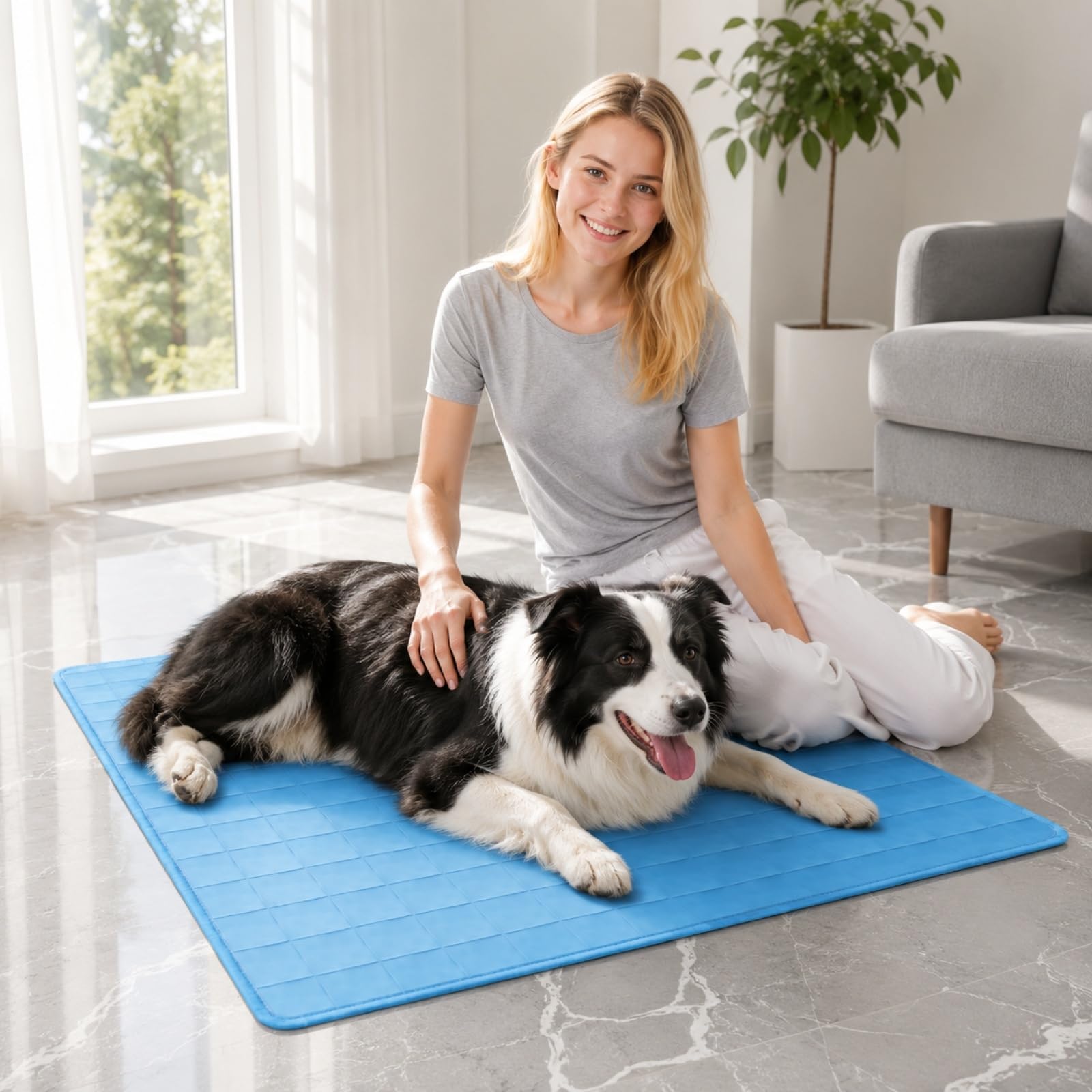 Kühlmatte Hund Katze Selbstkühlend, Kühldecke Hunde Katzen, Kühlendes Hundebett Katzenbett, Kühlmatte Ohne Gel Hund Katze Kühlbett, Dog Cat Cooling Mat Bed Kühlung Outdoor Sommer (Blau,70x50cm)