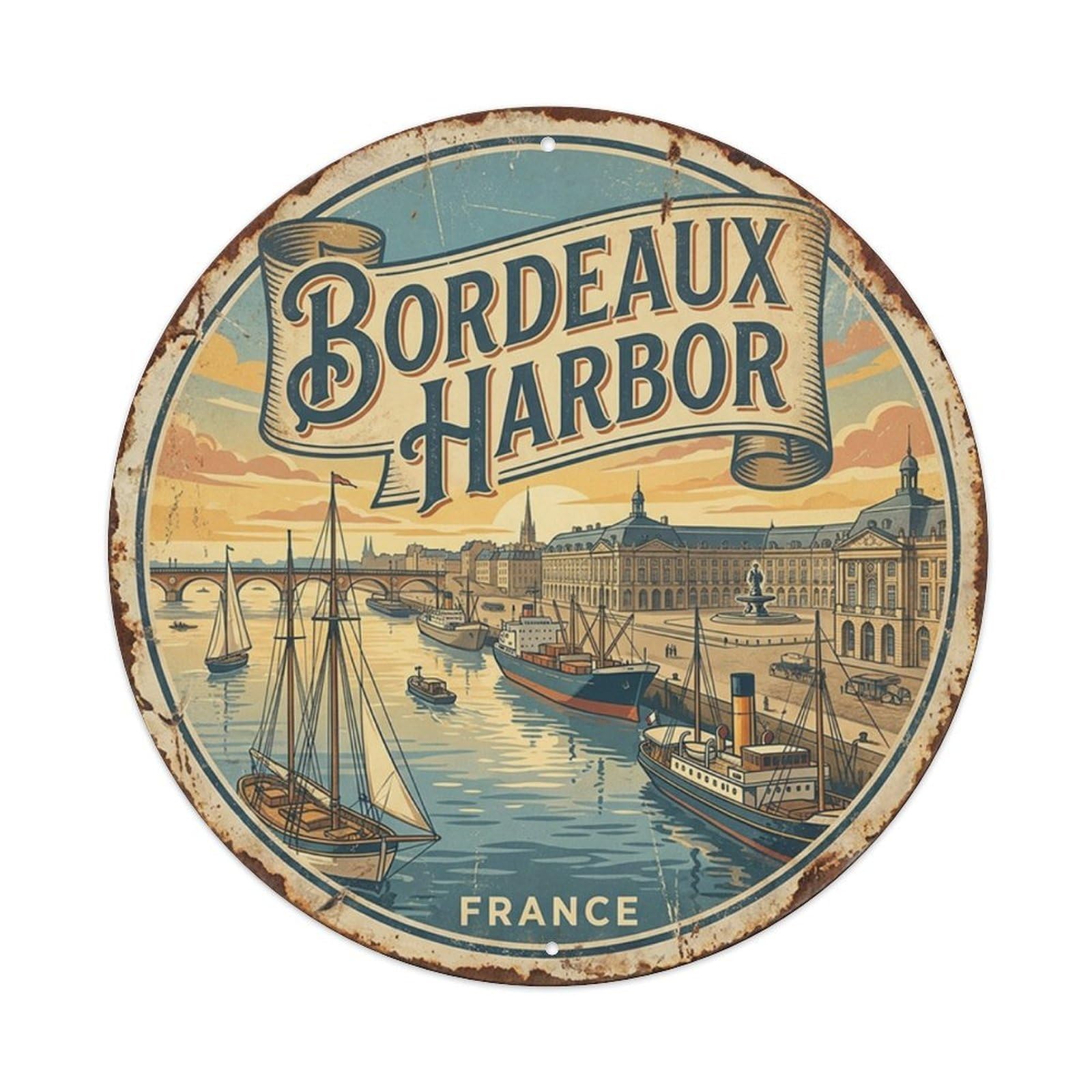 City Culture Travel France Bordeaux Harbor Metal Tin Sign