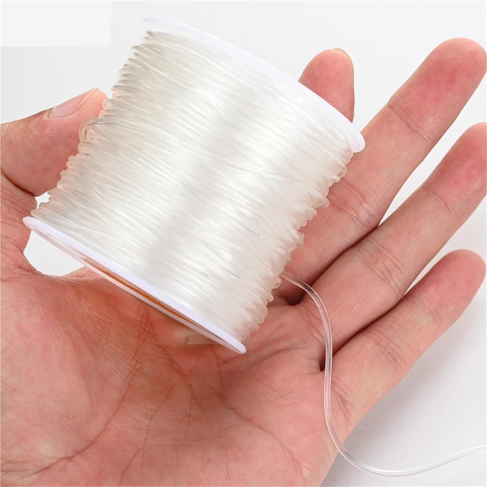 Hilo De Cuentas Cordón elástico Transparente de 0,5-1,5 mm for la creación de Joyas, Pulseras, Collares y Accesorios con Cuentas.(1.2MMx 60M)