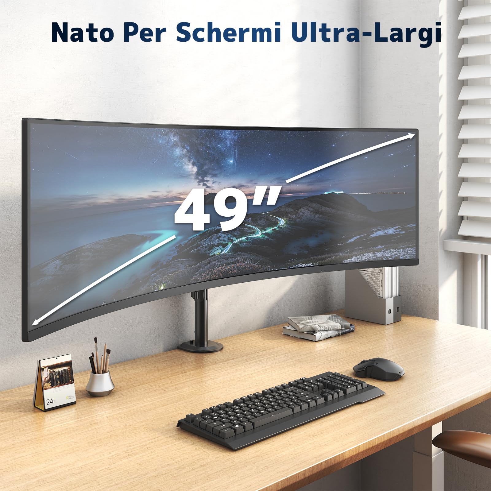 Supporto per monitor da 1 monitor 17-49 pollici - Supporto verticale regolabile in altezza con 20 kg, inclinabile orientabile rotabile, VESA 75/100 mm, Nero