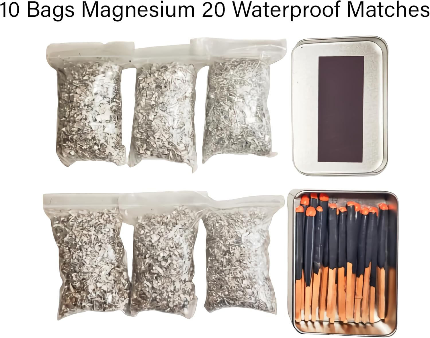 Emergency Fire Starter Waterproof Weatherproof Stormproof Matches 10 Bags Magensium for Hiking Camping Hiking Bushcraft Bug Out Bag EDC Survival Tool Prepper Gear