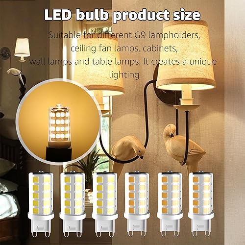 Miniatura 5 de Aomitop Bombilla LED G9 regulable de 4 W, equivalente a halógeno de 40 W, 2700 K cálido y blanco de 4000 K, contiene 3 luces cálidas y 3 luces
