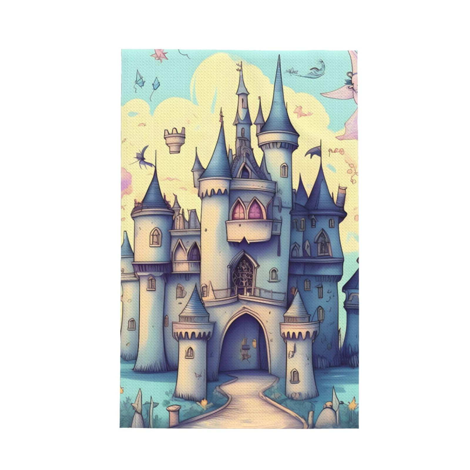 SXZVVBN Fairytale Castle Super Absorbent Microfibre Waffle Towels Fast Drying Dish Cloths Home Cafe Barista